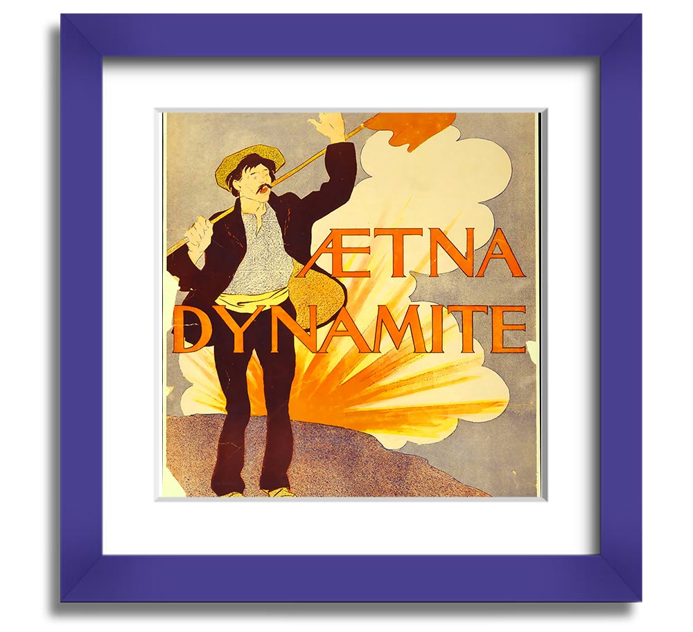 Aetna Dynamite Square Framed Print showcasing vibrant colors and a stylish design, ready to hang.