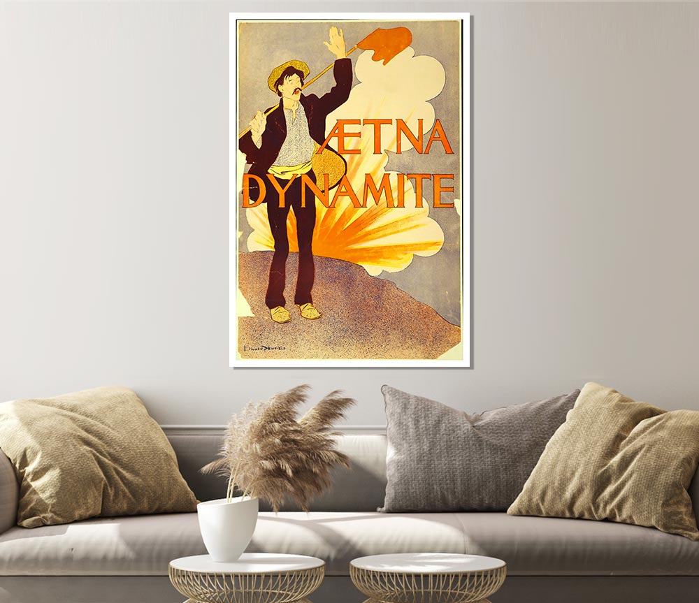 A vibrant Aetna Dynamite poster printed on high-quality canvas, showcasing dynamic colors and details, ready for display or framing.