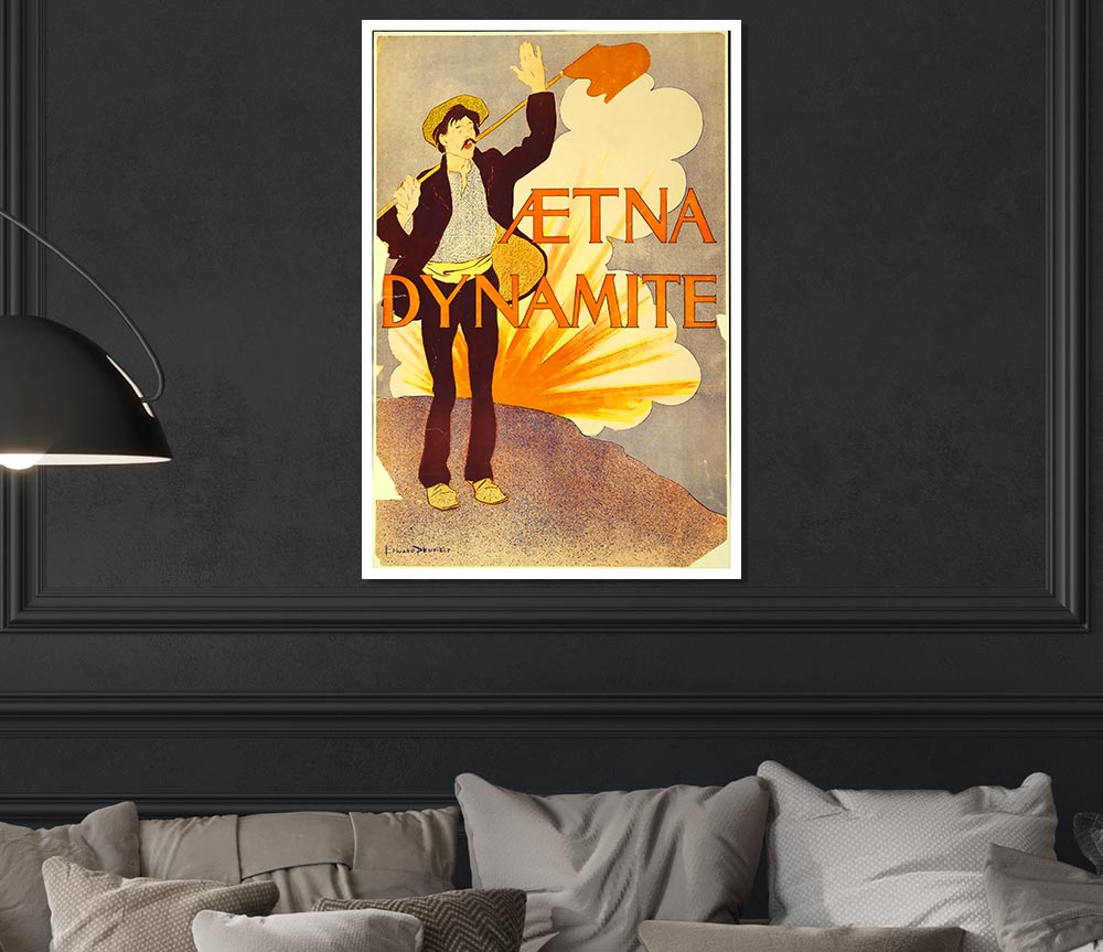 A vibrant Aetna Dynamite poster printed on high-quality canvas, showcasing dynamic colors and details, ready for display or framing.