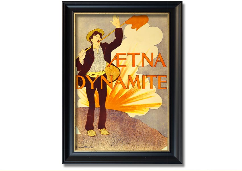 Aetna Dynamite framed print showcasing vibrant colors and intricate design, ready to hang on a wall.