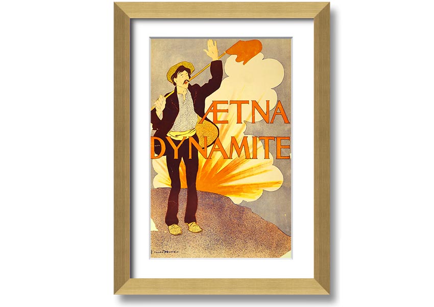 Aetna Dynamite framed print showcasing vibrant colors and intricate design, ready to hang on a wall.