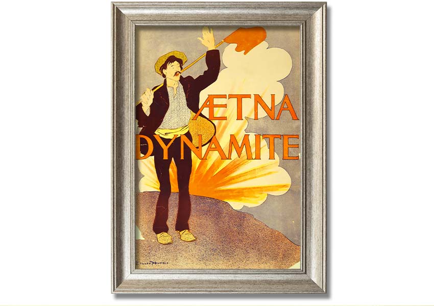 Aetna Dynamite framed print showcasing vibrant colors and intricate design, ready to hang on a wall.