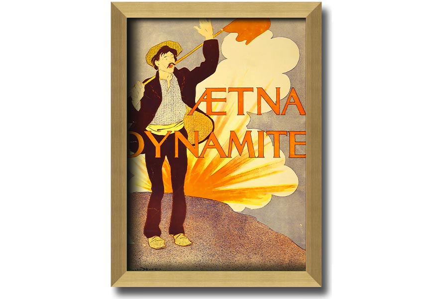 Aetna Dynamite framed print showcasing vibrant colors and intricate design, ready to hang on a wall.