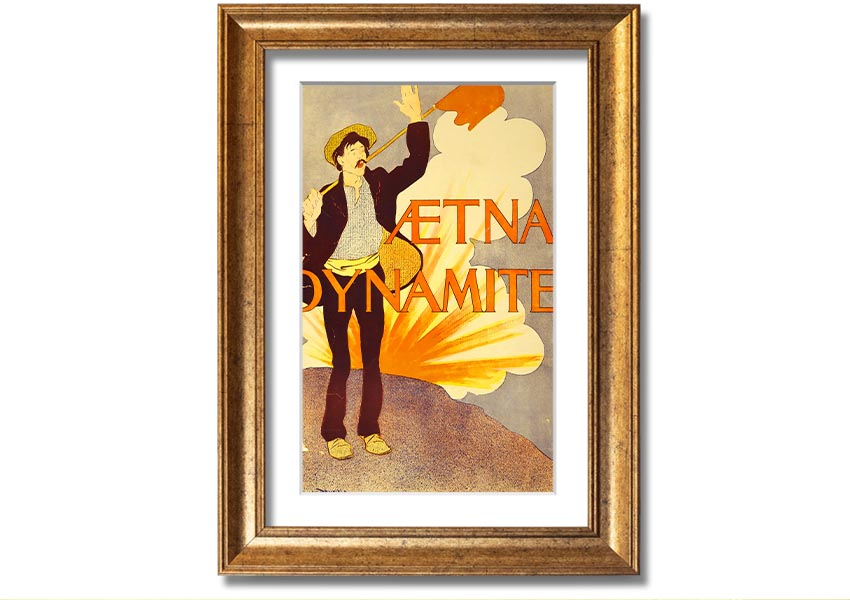 Aetna Dynamite framed print showcasing vibrant colors and intricate design, ready to hang on a wall.