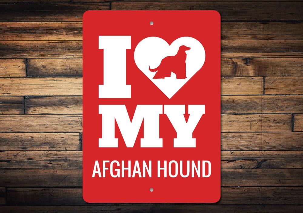 Decorative Afghan Hound Sign made of aluminum, featuring a beautiful design suitable for indoor and outdoor display.