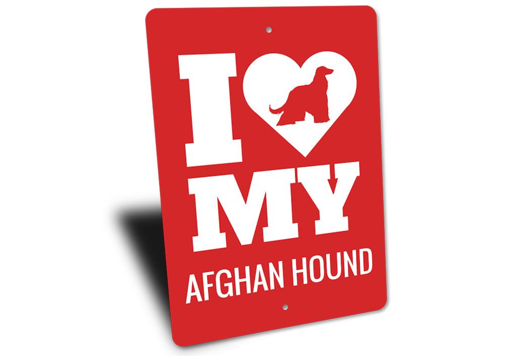 Decorative Afghan Hound Sign made of aluminum, featuring a beautiful design suitable for indoor and outdoor display.