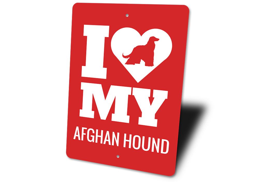 Decorative Afghan Hound Sign made of aluminum, featuring a beautiful design suitable for indoor and outdoor display.