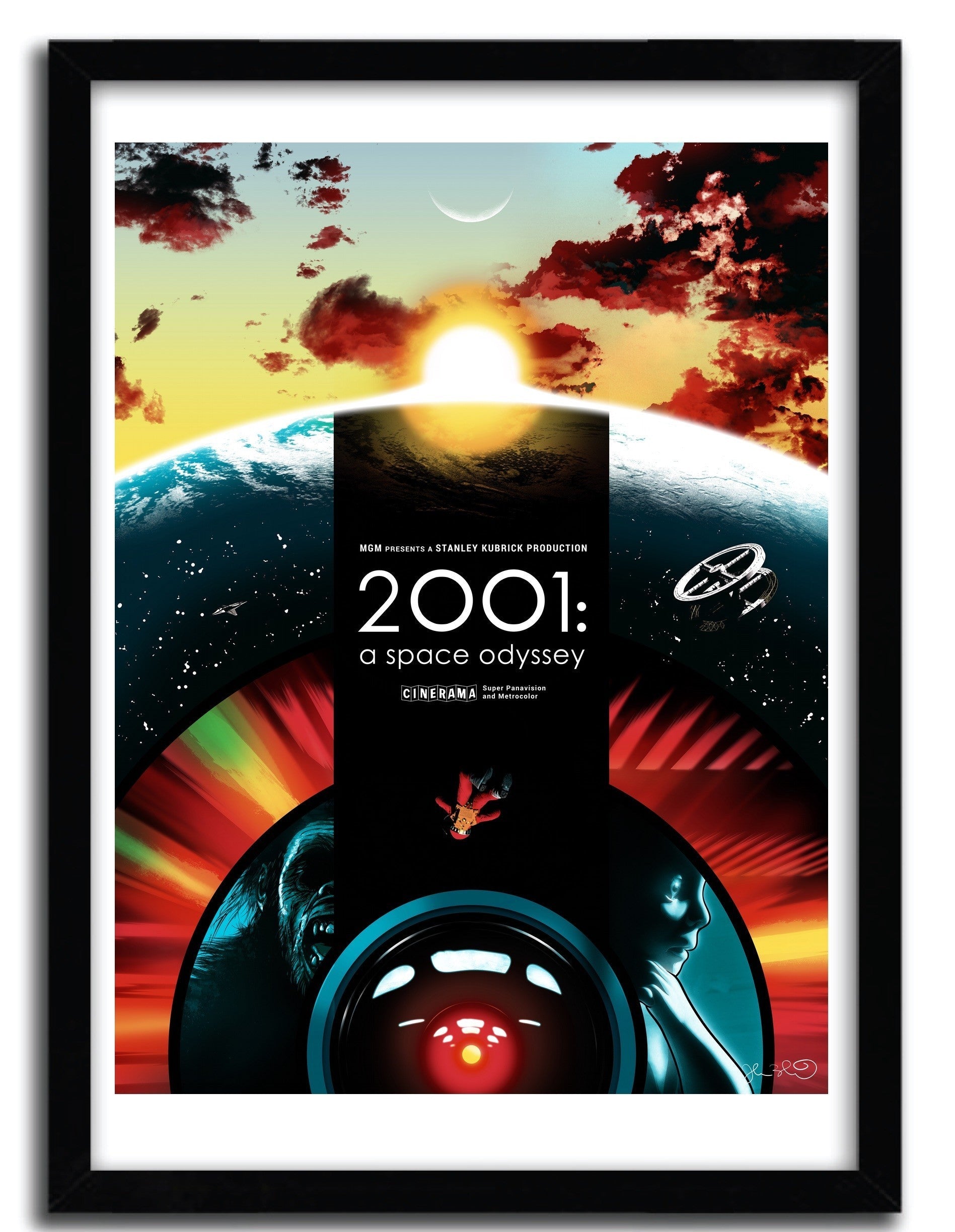 Affiche 2001 par Joshua Budich, imprimée sur papier fine arts, avec des couleurs éclatantes et un certificat d'authenticité.