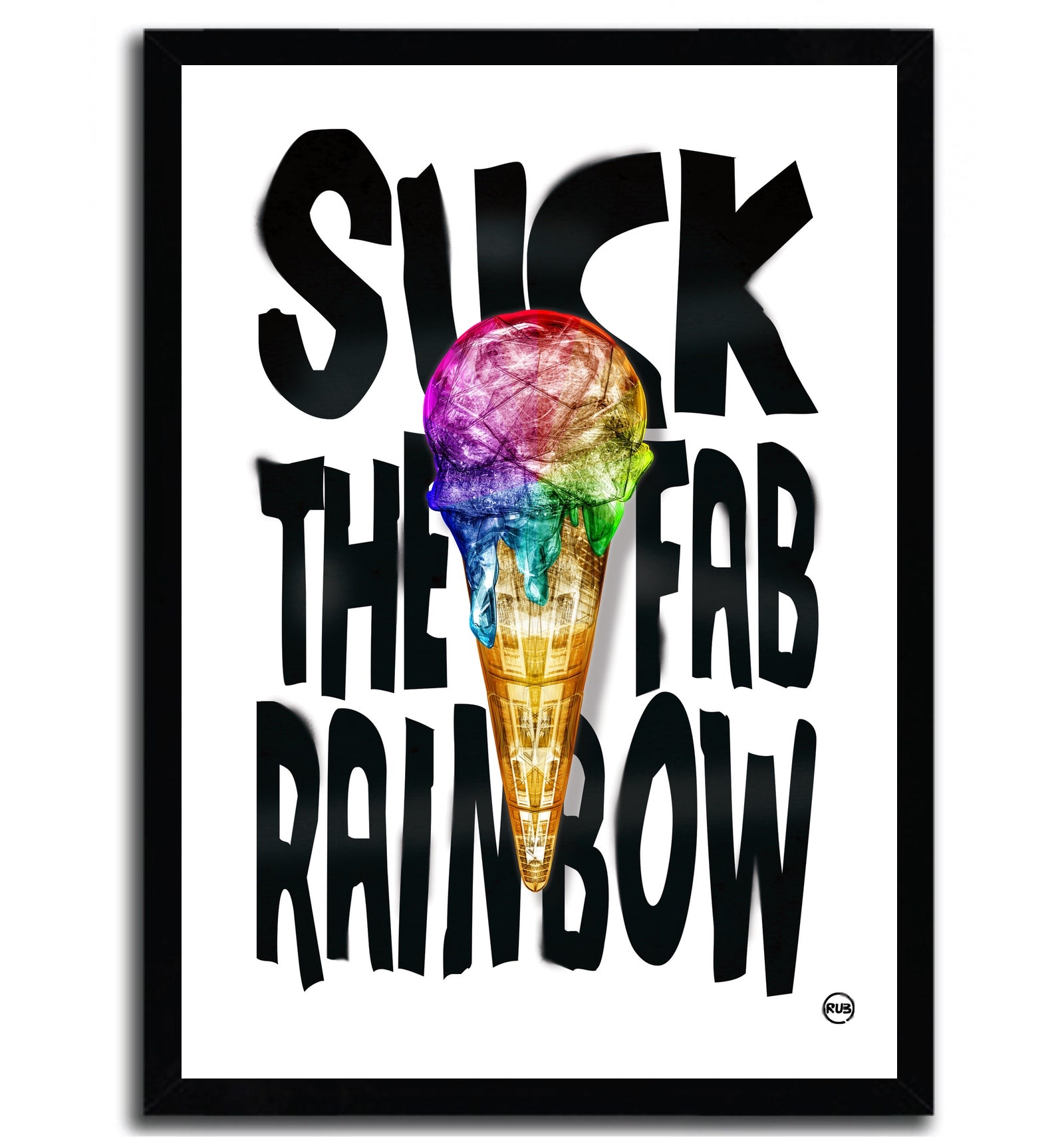 Affiche ARTPRINT RAINBOW ICE par Rubiant, imprimée sur papier fine arts, avec des couleurs vives et un design moderne.