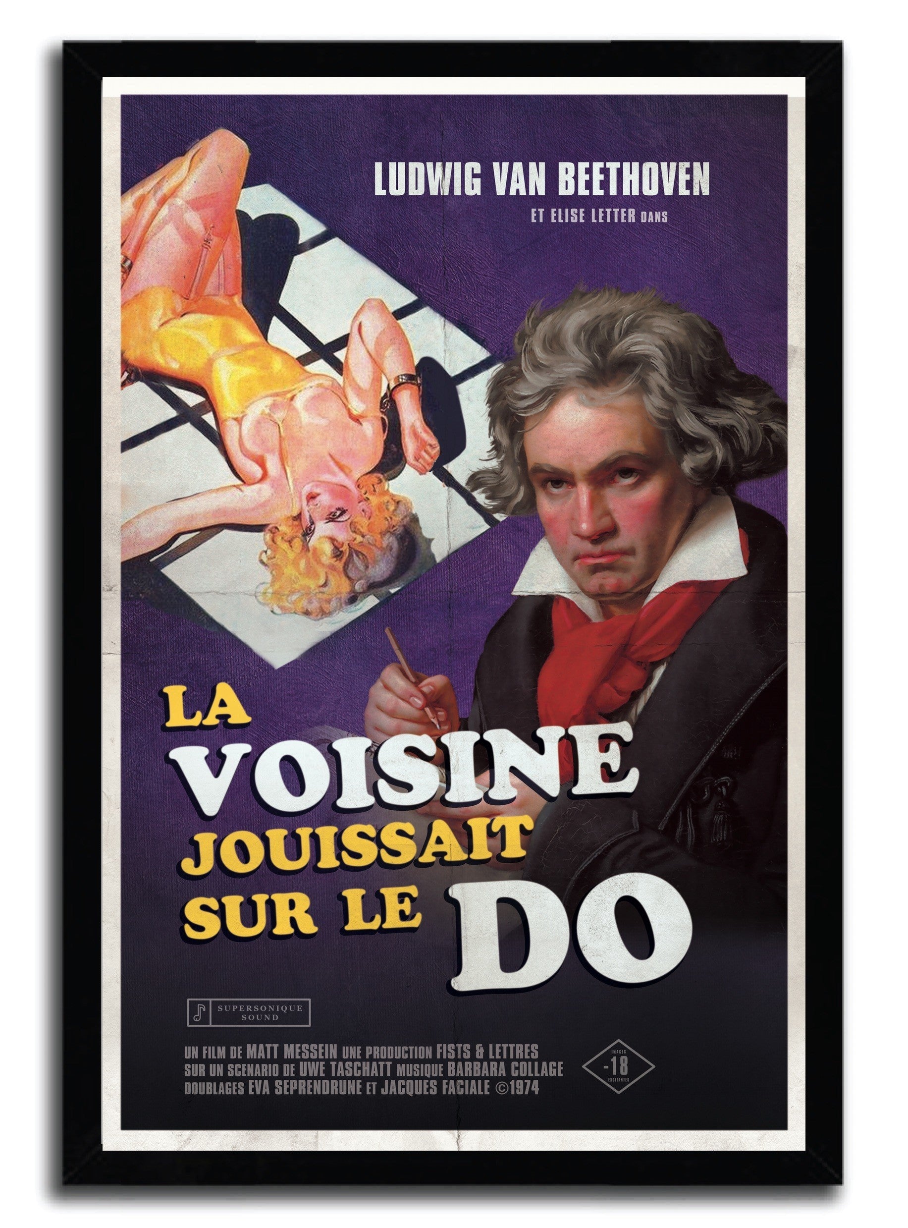 Affiche artistique de Beethoven par FISTS ET DES LETTRES, imprimée sur papier fine arts de haute qualité avec des encres d’archives.