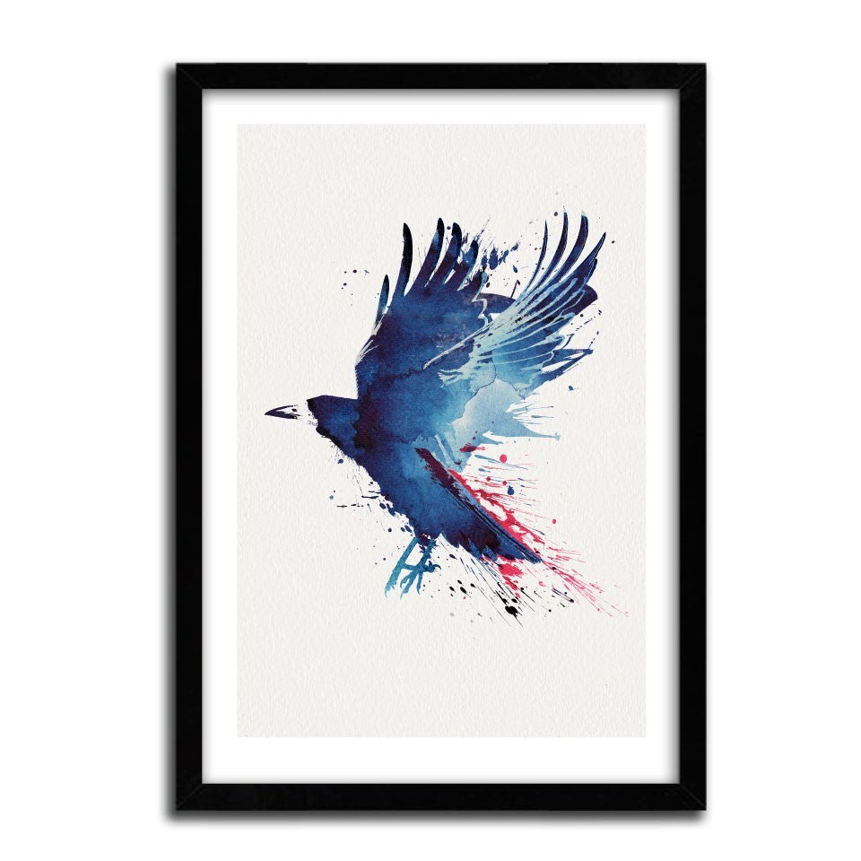 Affiche BLOODY CROW by Robert Farkas, a limited edition art print featuring a striking crow design on fine arts paper.