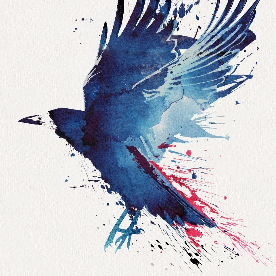 Affiche BLOODY CROW by Robert Farkas, a limited edition art print featuring a striking crow design on fine arts paper.