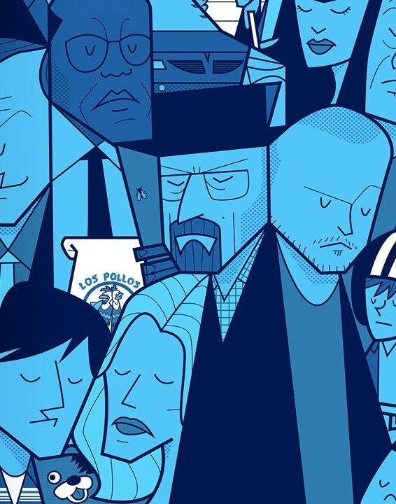 Affiche artistique BREAKING BAD par Ale Giorgini, imprimée sur papier fine arts avec encres d’archives, numérotée et authentifiée.