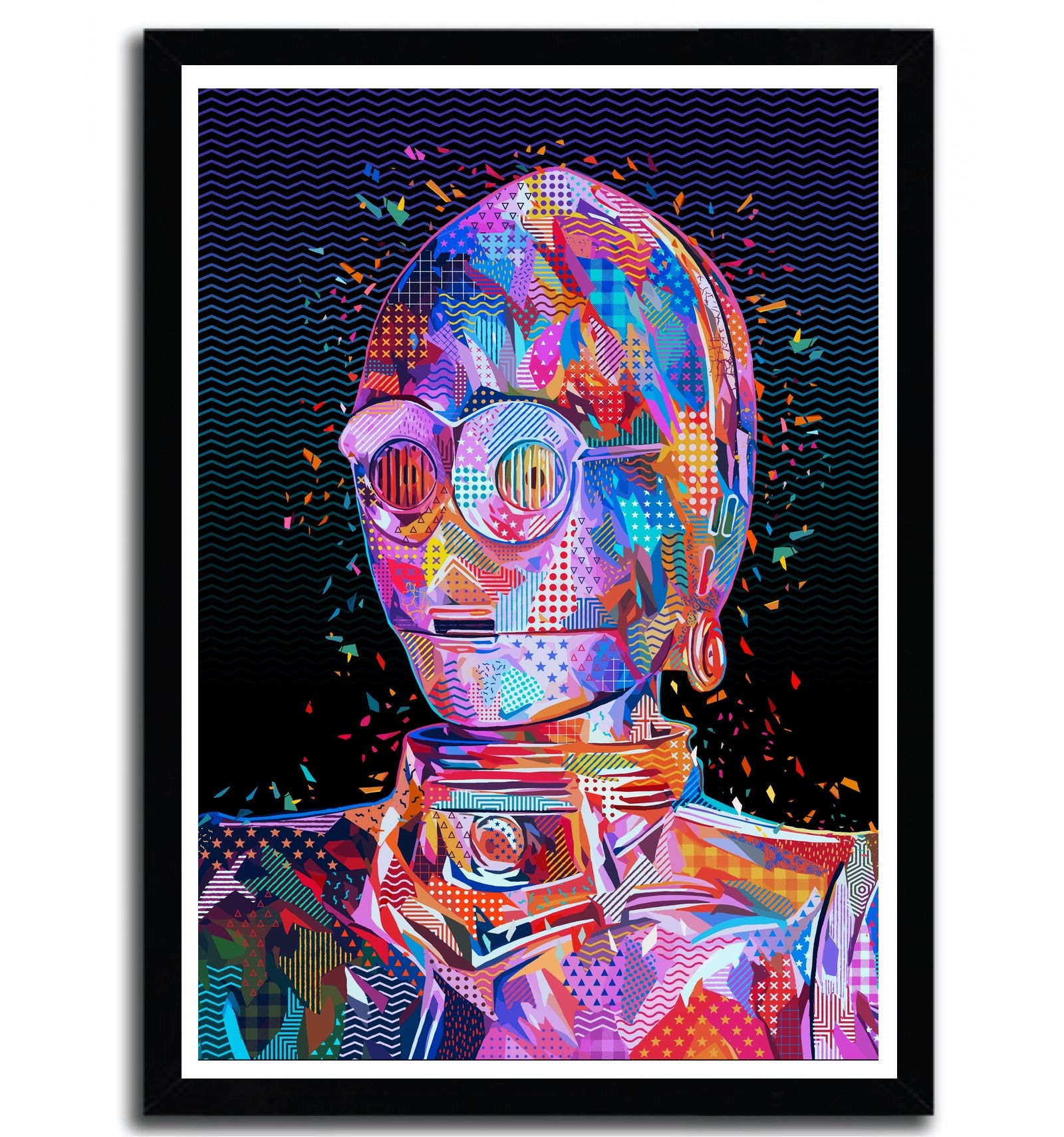 Affiche C3P0 par Alessandro Pautasso, imprimée sur papier fine arts, avec des couleurs vives et un certificat d'authenticité.