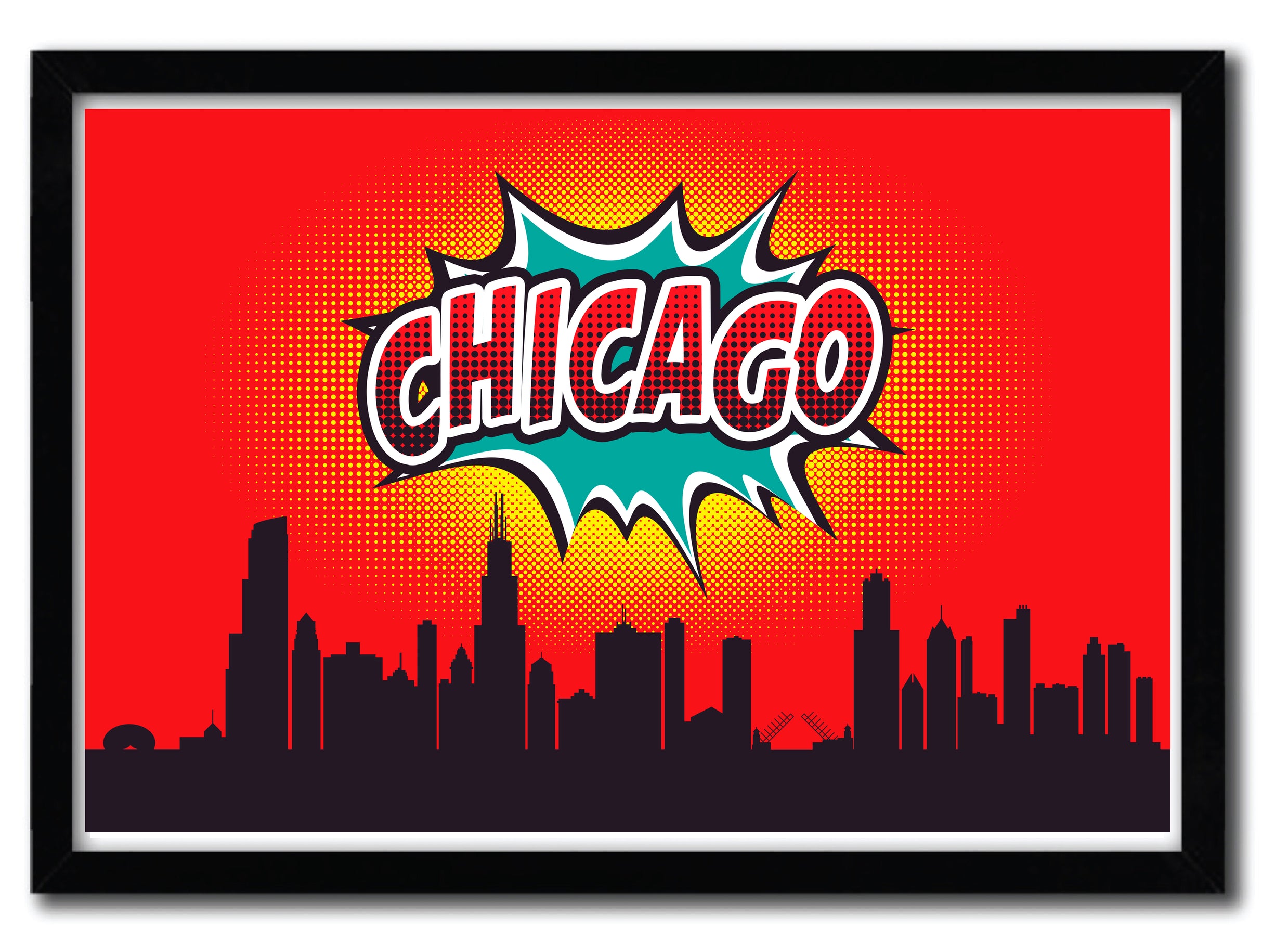 Affiche Chicago by OCTAVIAN MIELU, a limited edition art print on fine arts paper, showcasing vibrant colors and intricate details.