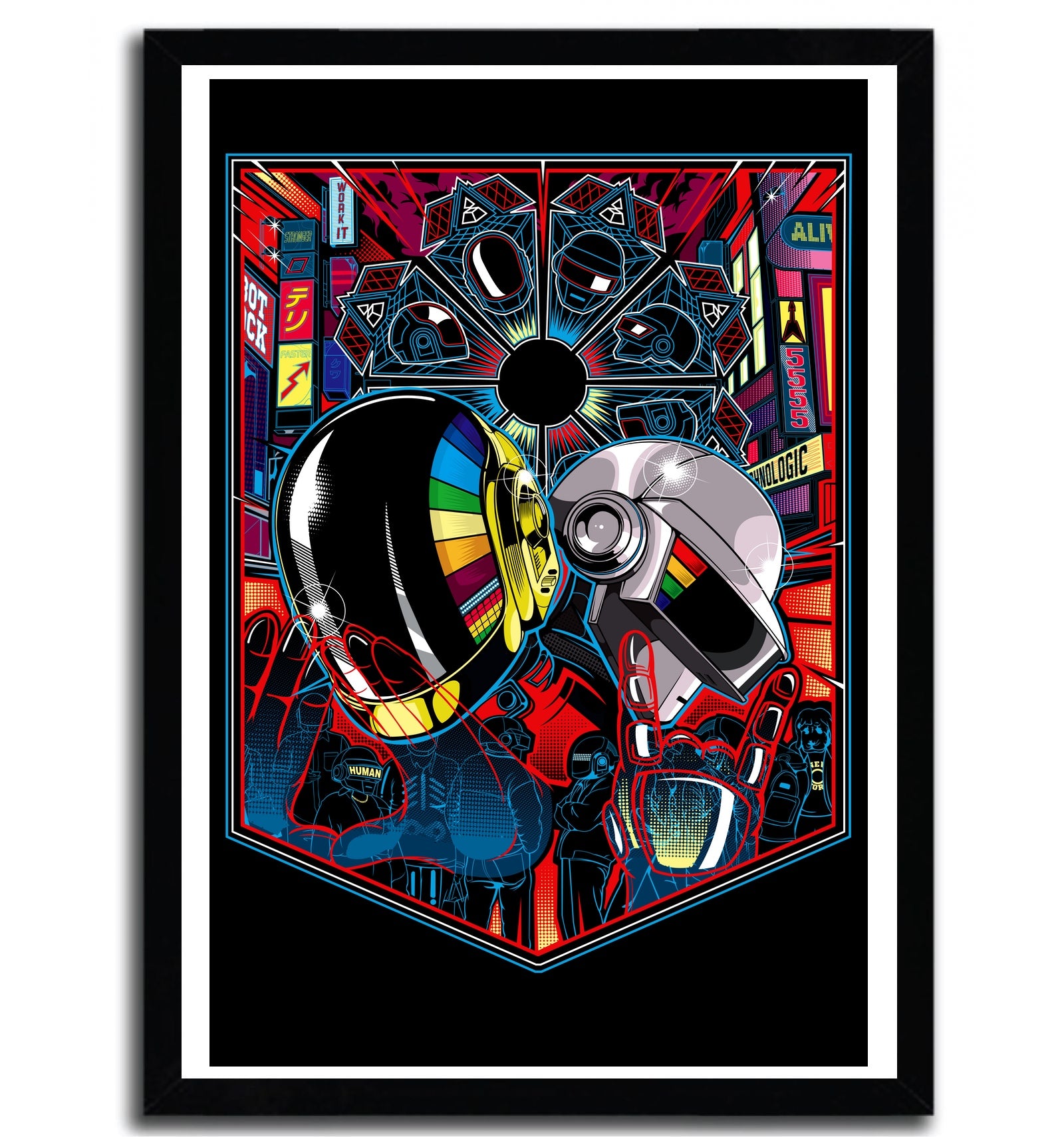 Affiche Daft Punk 1 by Samuel Sho Ho, a limited edition art print on fine art paper, showcasing vibrant colors and unique design.