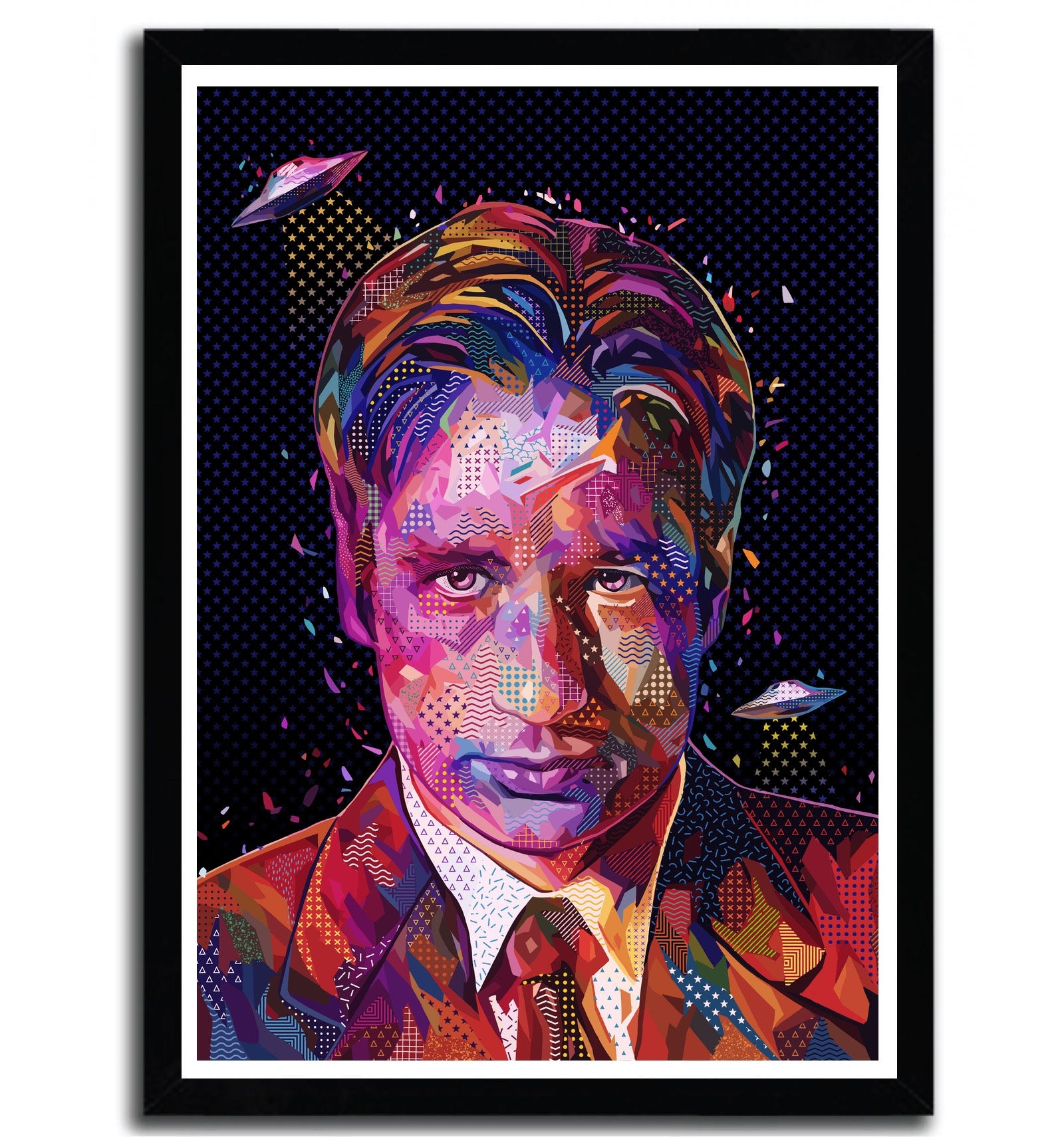 Affiche artistique de Fox Mulder par Alessandro Pautasso, imprimée sur papier fine arts, numérotée et signée.