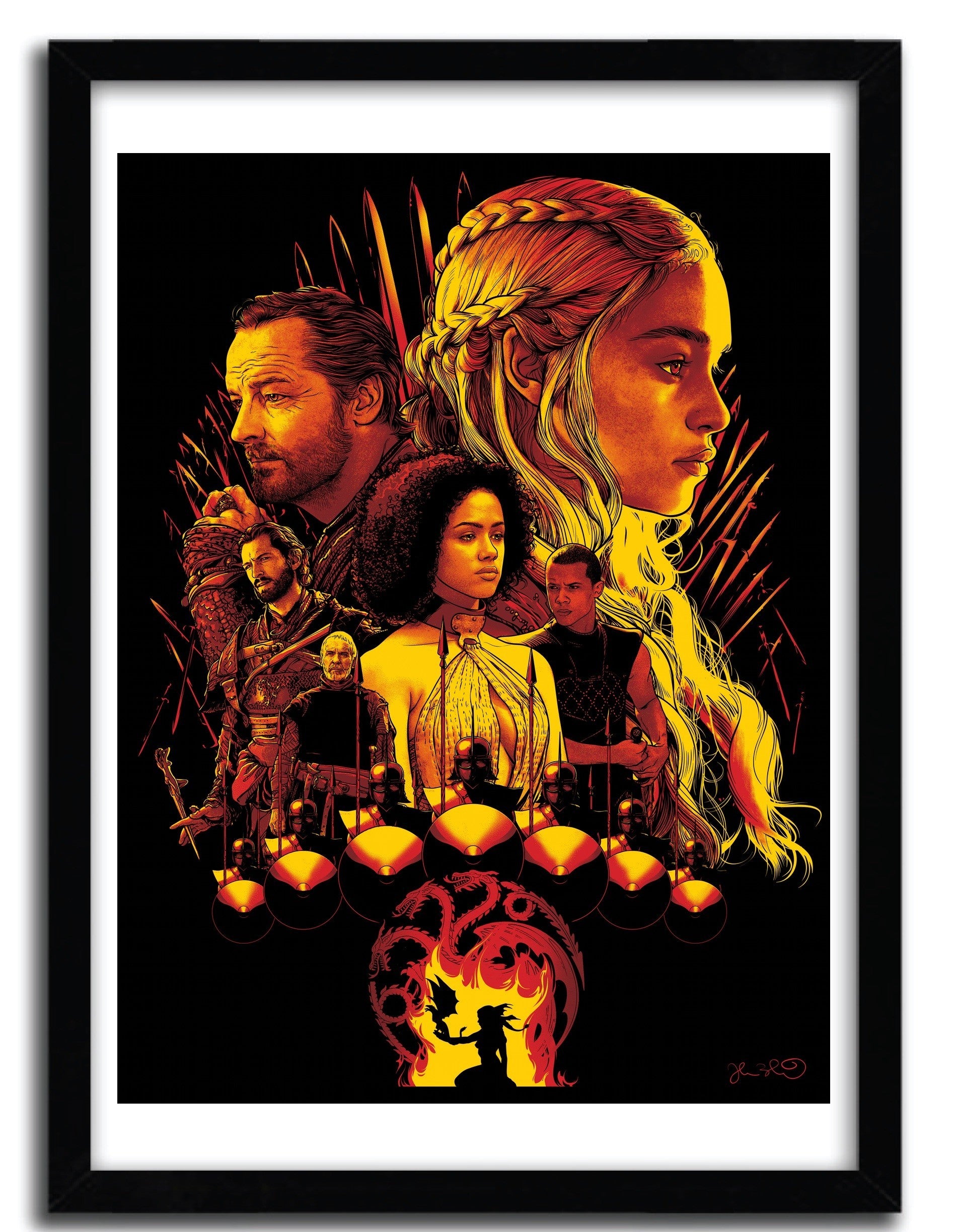 Affiche GO HOUSE TARGARYEN par JOSHUA BUDICH, imprimée sur papier fine arts avec encres d’archives, numérotée et signée.