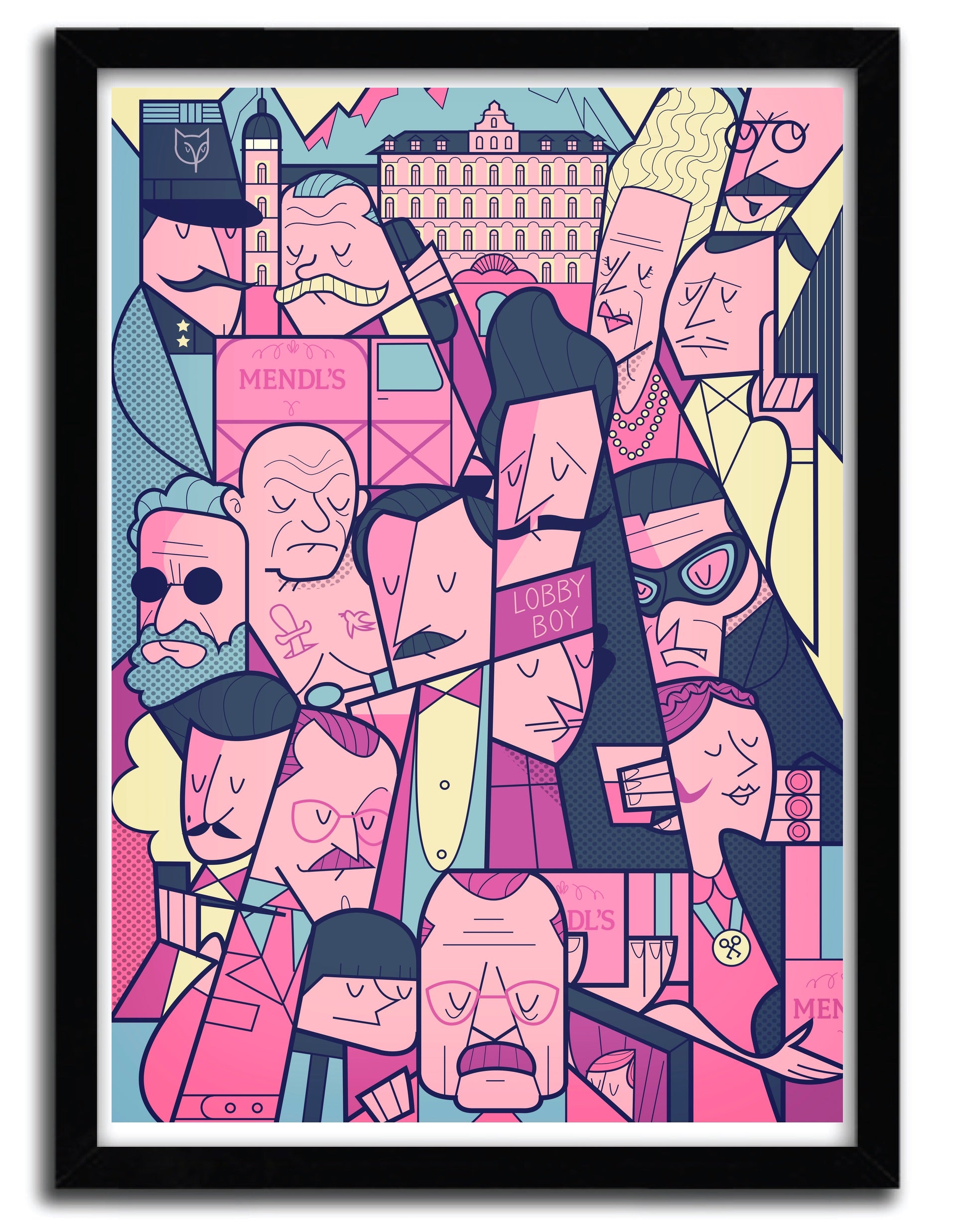 Affiche GRAND HOTEL par Ale Giorgini, imprimée sur papier fine arts, avec des couleurs vives et un design élégant.