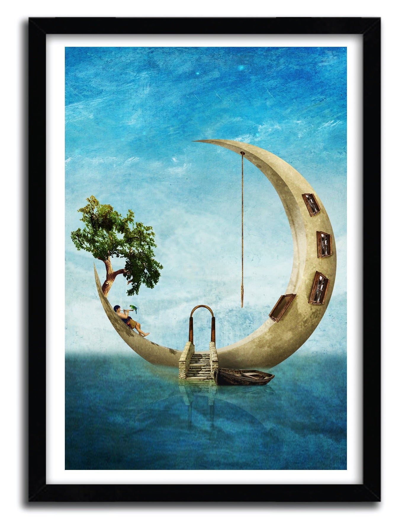 Affiche Home Sweet Moon by Diogo Verissimo, a limited edition art print featuring serene moon imagery on fine arts paper.