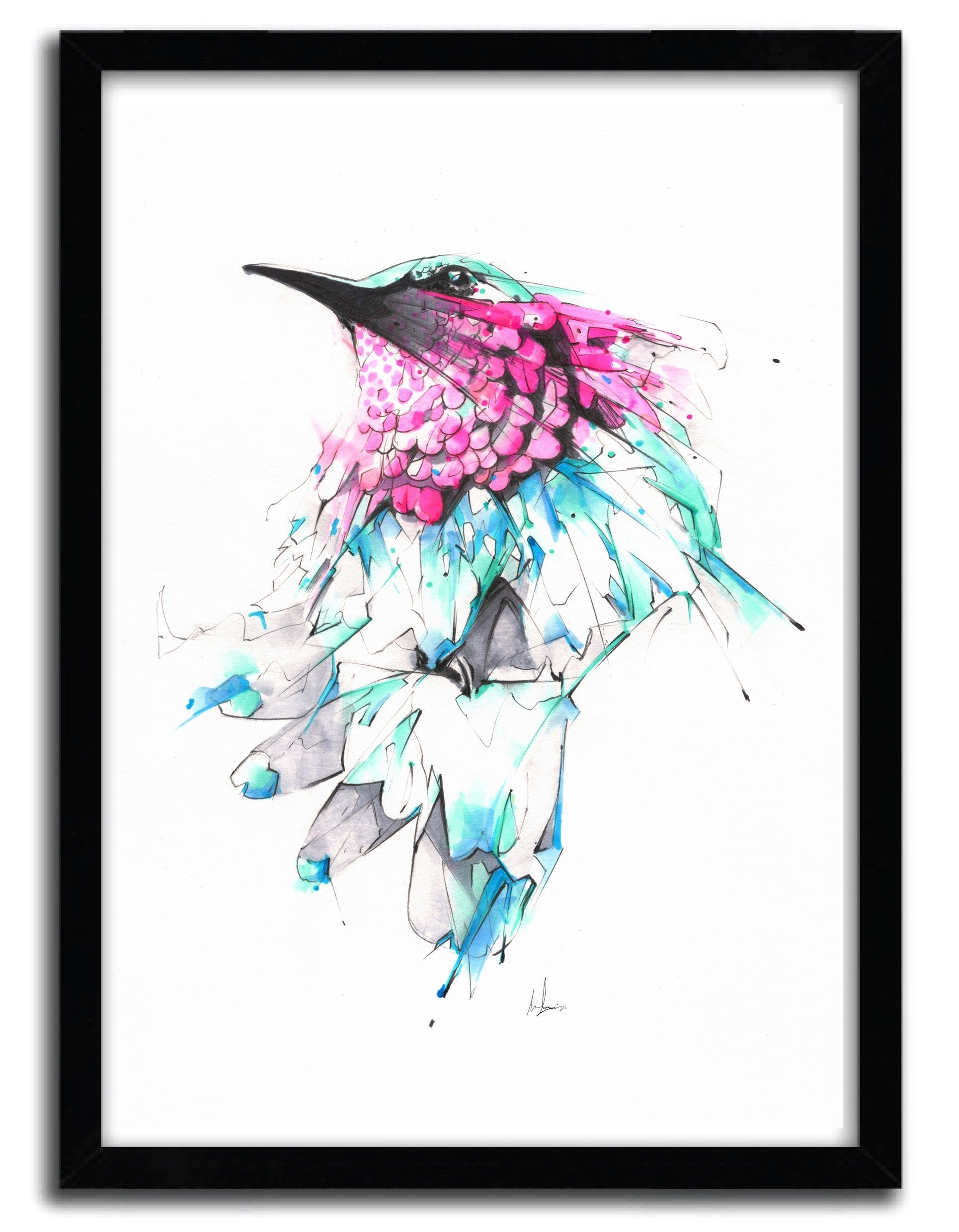 Affiche HUMMINGBIRD par ALEXIS MARCOU, imprimée sur papier fine arts, avec des couleurs vibrantes et un design captivant.