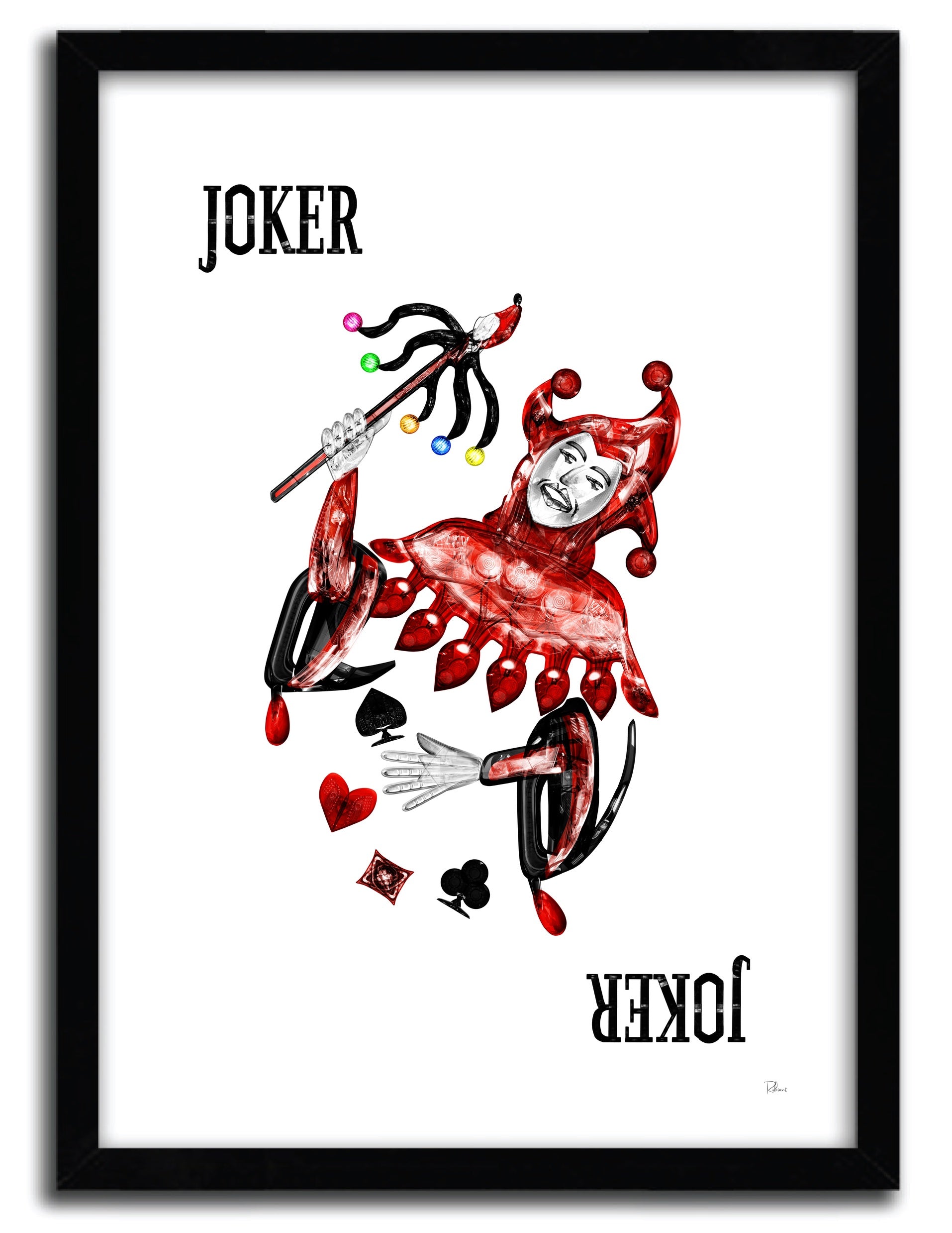 Affiche JOKER par Rubiant, imprimée sur papier fine arts, numérotée et signée, avec des encres d’archives Ultrachrome.