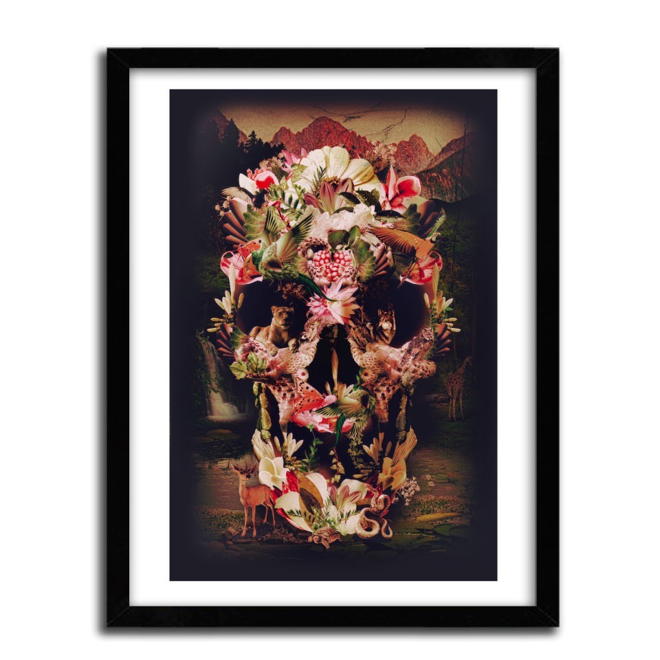 Affiche JUNGLE SKULL by ALI GULEC, a limited edition art print featuring intricate skull design on fine arts paper.