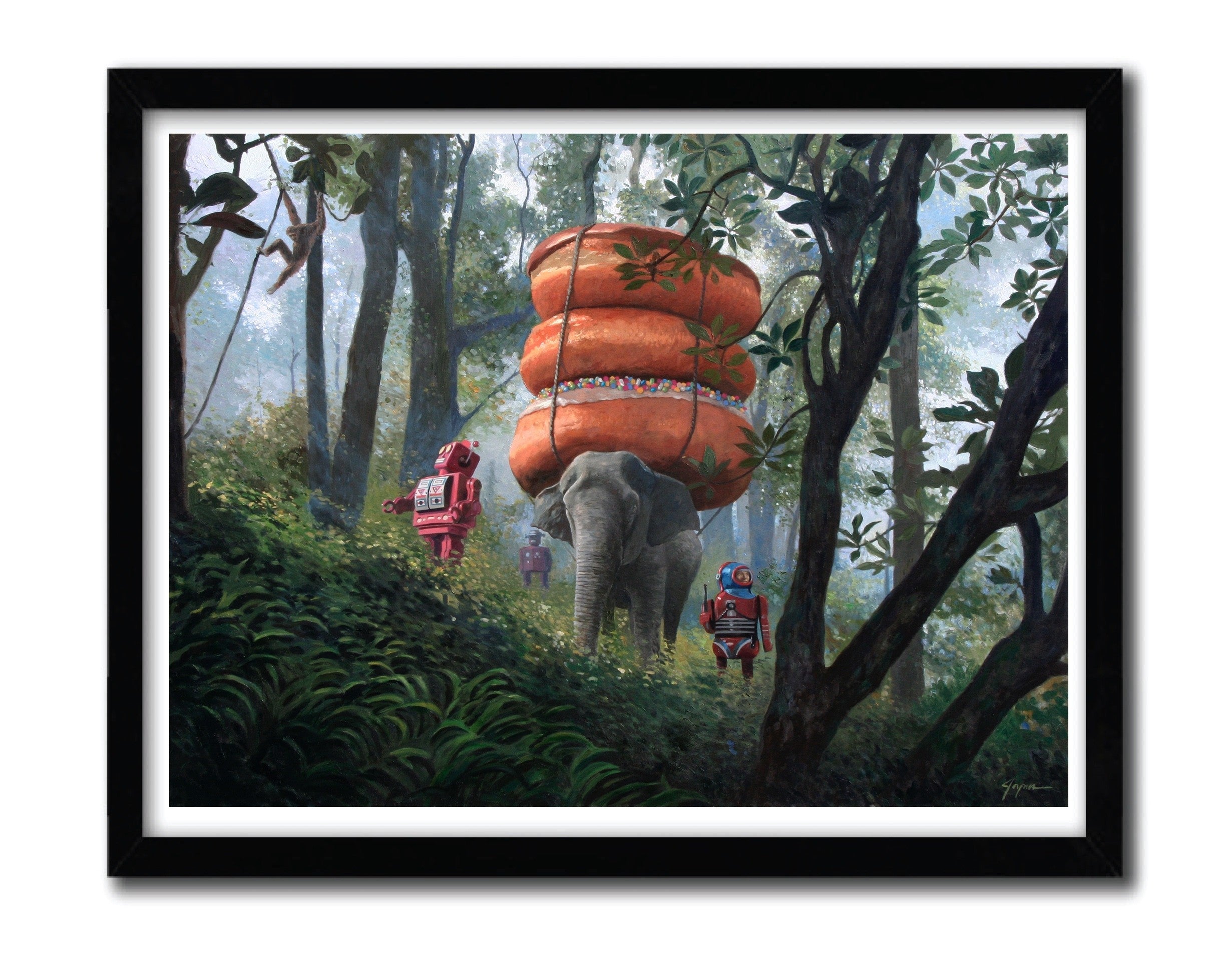 Affiche JUNGLE TREK by Eric Joyner, a vibrant limited edition art print featuring jungle themes, printed on fine arts paper.