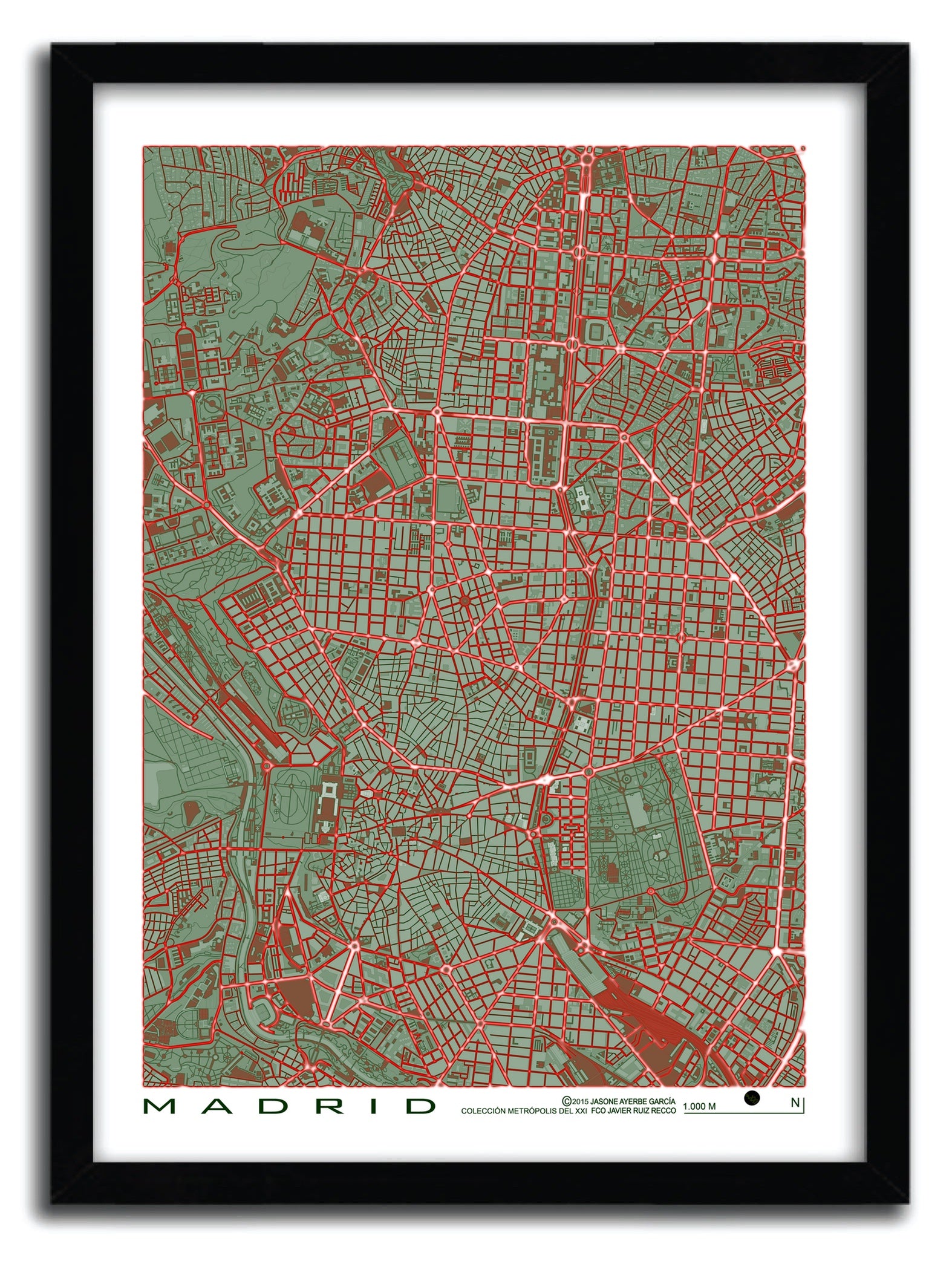 Affiche Madrid pop by PLANOS URBANOS, a vibrant art print on fine arts paper, showcasing urban landscapes in rich colors.