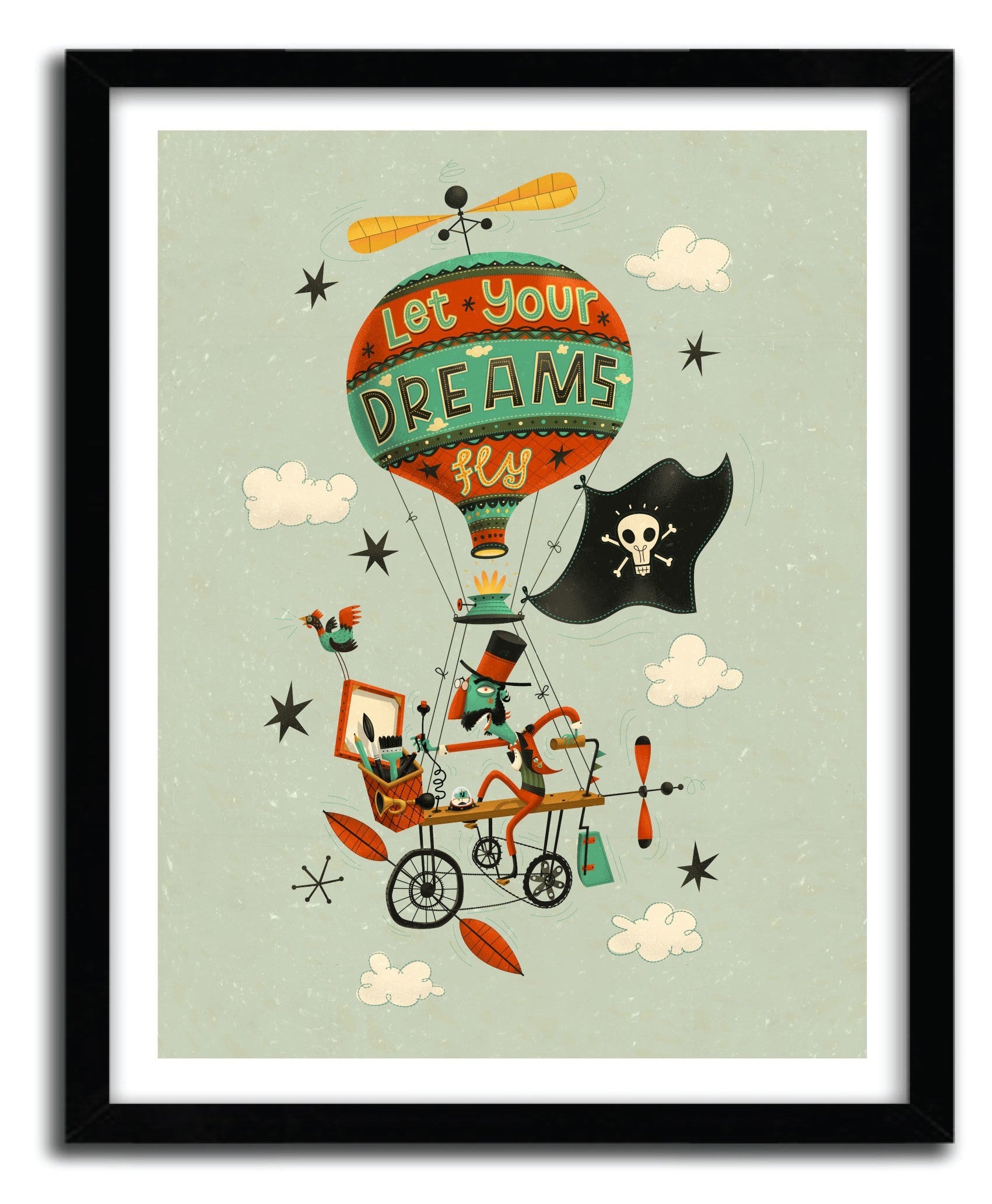 Art print 'Make Your Dreams Fly' by Steve Simpson on fine arts paper, showcasing vibrant colors and intricate details.