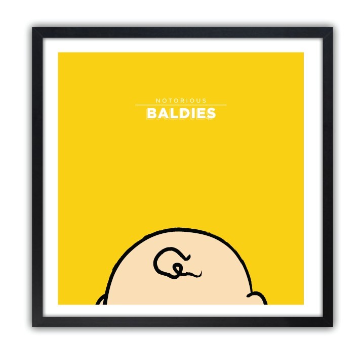 Affiche Notorious Baldie CHARLIE BROWN by Mr Peruca, a limited edition art print on fine arts paper, showcasing vibrant colors and unique design.