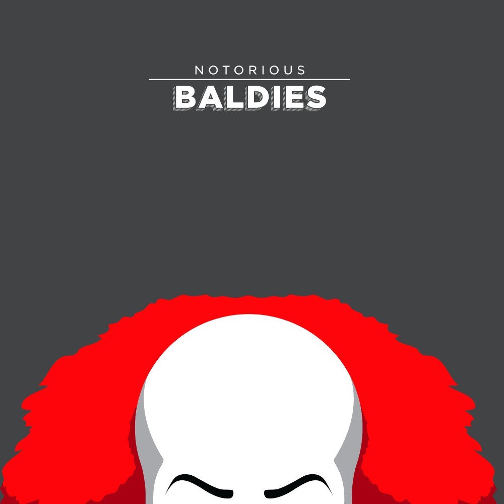 Affiche Notorious Baldie PENNYWISE by Mr Peruca, a limited edition art print on fine arts paper, showcasing vibrant colors and intricate details.