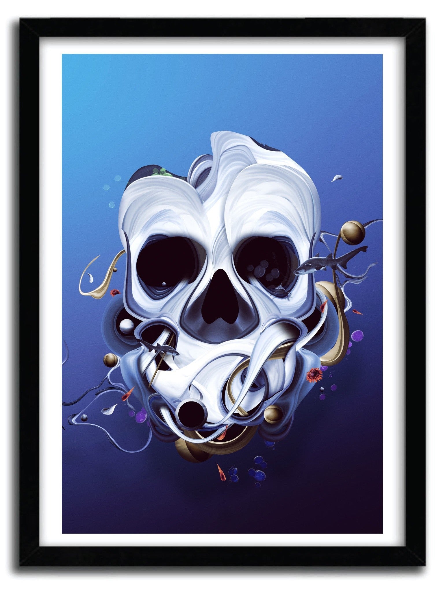 Affiche ORGANIC SKULL by DAVID DELIN, a limited edition art print on fine arts paper featuring intricate skull design.