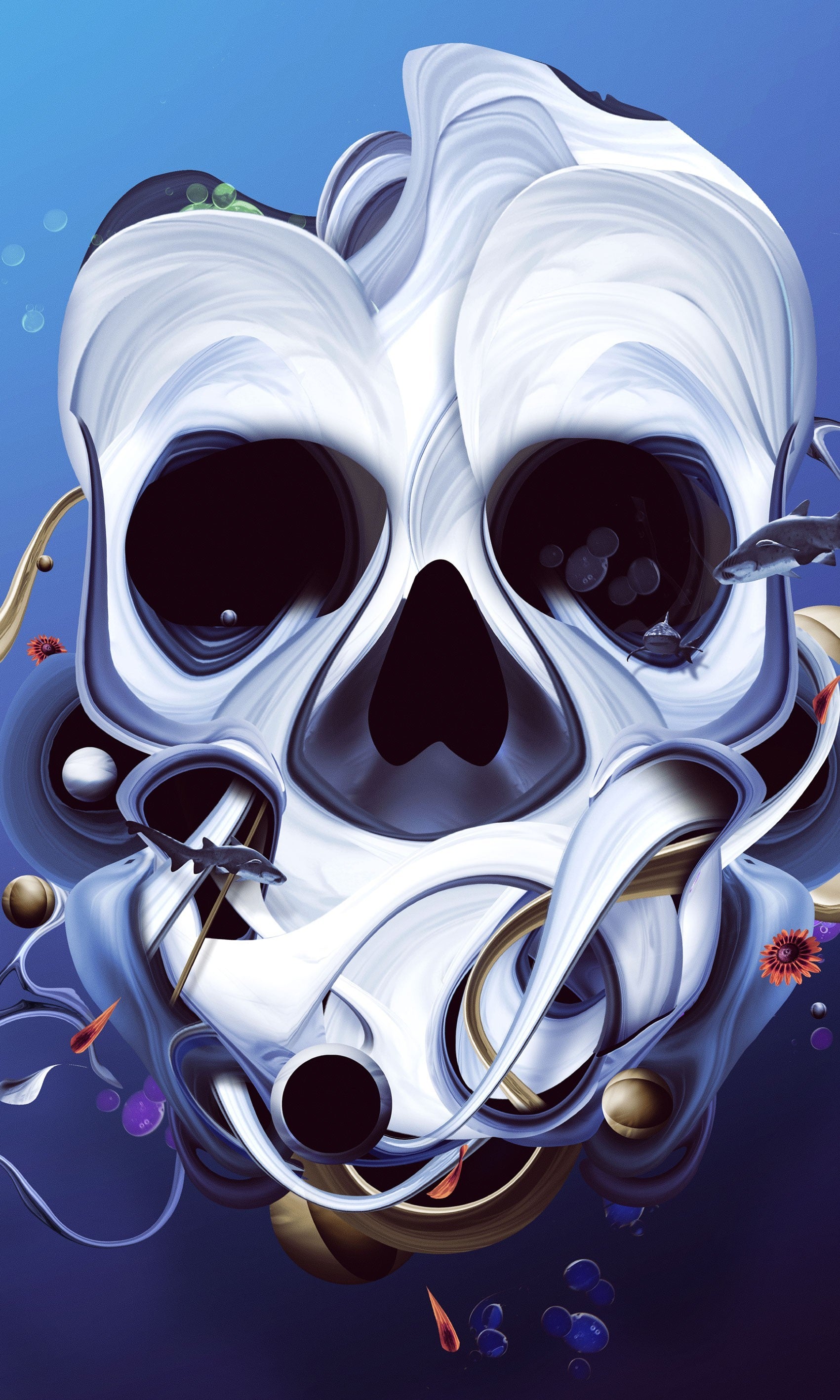 Affiche ORGANIC SKULL by DAVID DELIN, a limited edition art print on fine arts paper featuring intricate skull design.