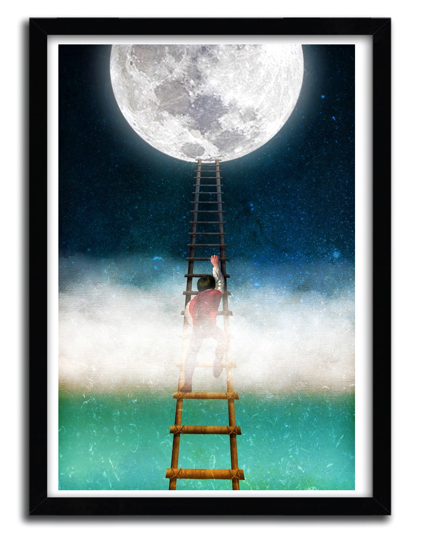 Affiche Reach for the Moon v1 by DIOGO VERISSIMO, a limited edition art print on fine arts paper, showcasing vibrant colors and intricate details.