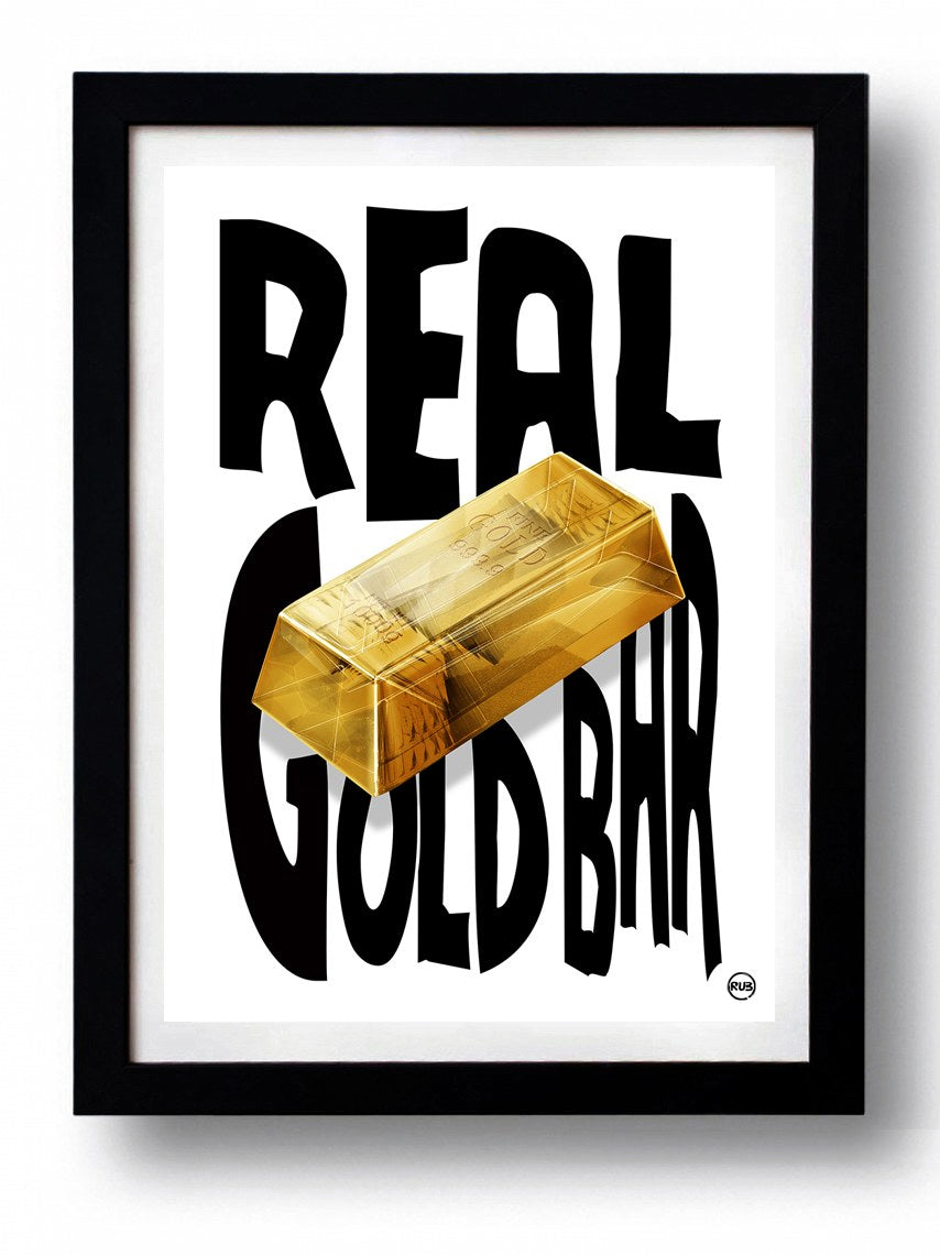 Affiche REAL GOLD par Rubiant, imprimée sur papier fine arts, avec des encres d’archives, numérotée à la main et livrée avec un certificat d’authenticité.