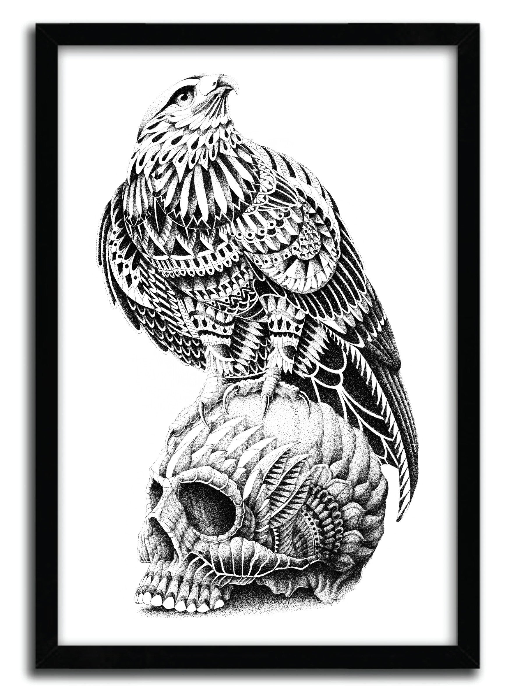 Affiche REDTAIL SKULL BY BIOWORKZ, a limited edition art print featuring a detailed skull design on fine arts paper.