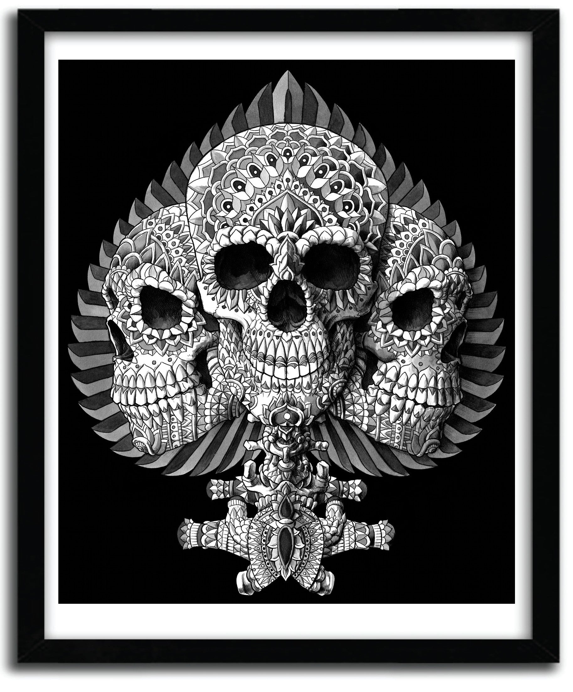 Affiche SKULL SPADE BY BIOWORKZ, a limited edition art print on fine arts paper featuring a unique skull and spade design.