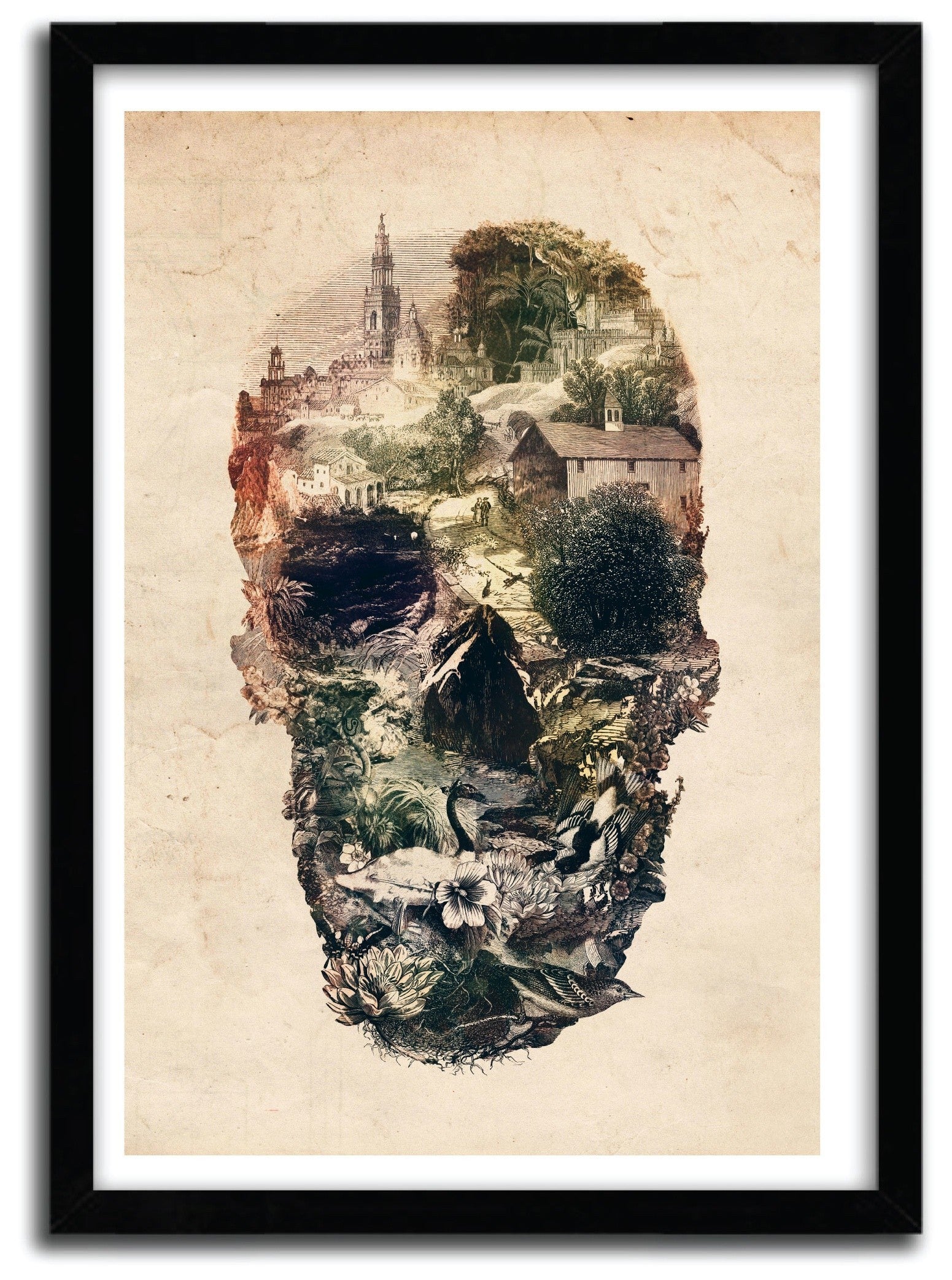 Affiche Skull Town by Ali Gulec, a limited edition art print featuring a striking skull design on fine arts paper.