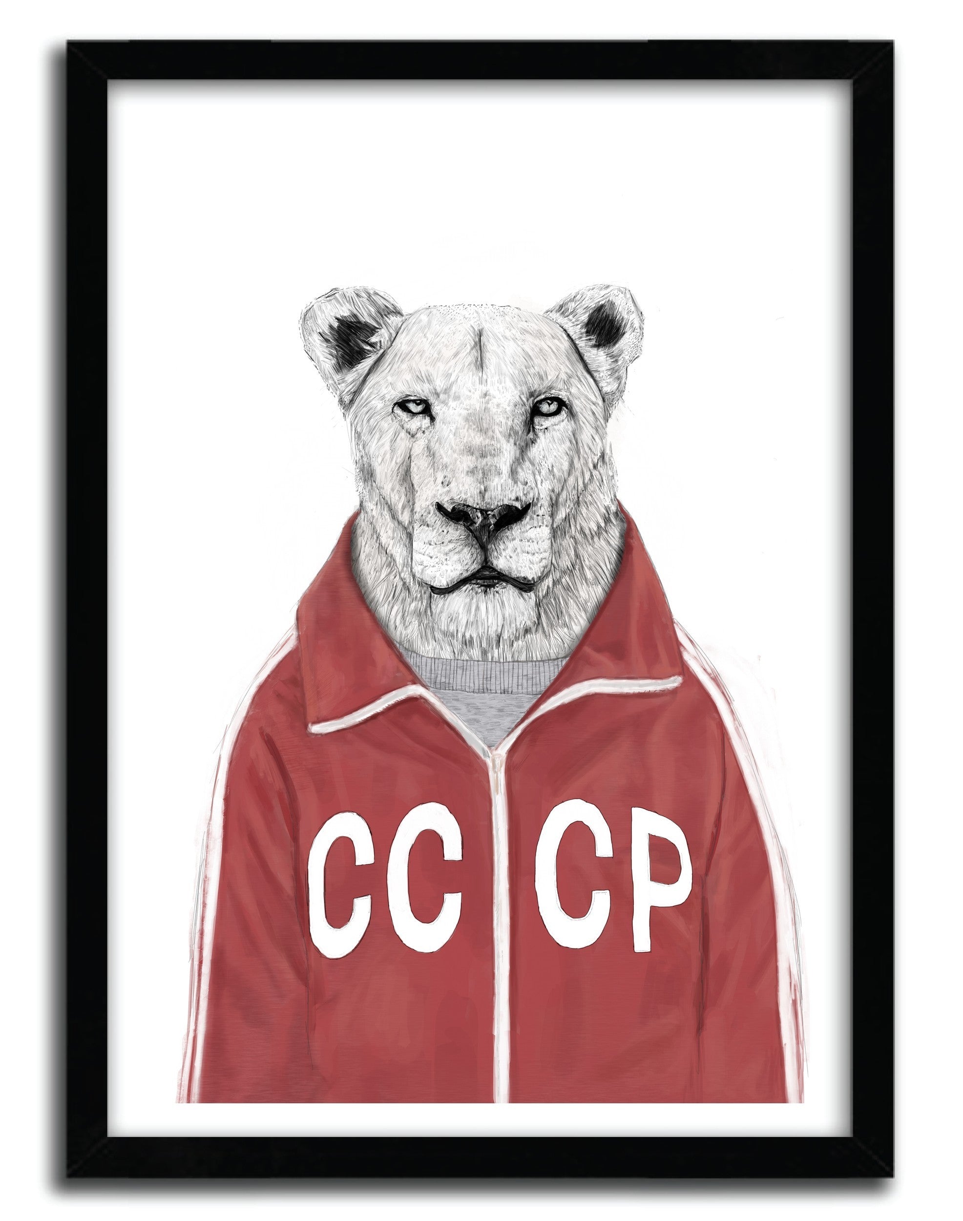 Affiche SOVIET LION par BALAZS SOLTI, imprimée sur papier fine arts, avec des couleurs vives et un design unique.