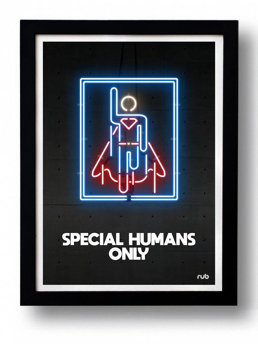 Affiche SPECIAL HUMANS ONLY II by RUB, a limited edition art print on fine arts paper, showcasing vibrant colors and intricate details.