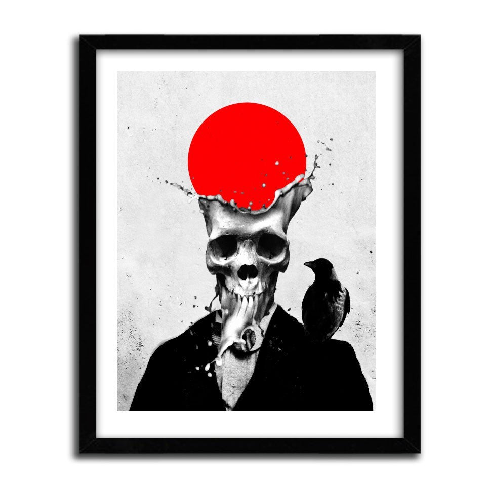 Affiche SPLASH SKULL par ALI GULEC, imprimée sur papier fine arts, avec des couleurs vives et un design audacieux.