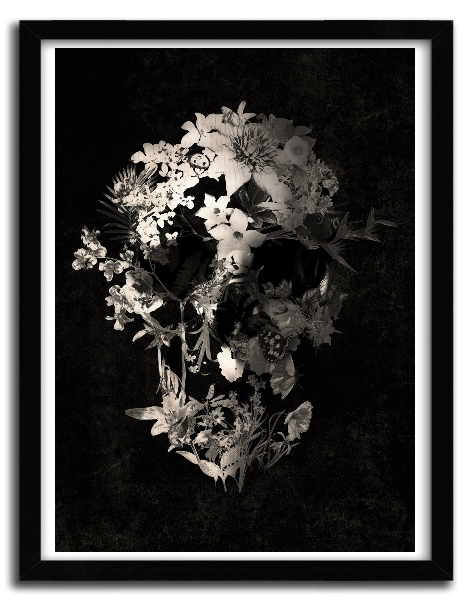 Affiche Spring Skull Mono by ALI GULEC, a limited edition art print featuring a skull design on fine arts paper.