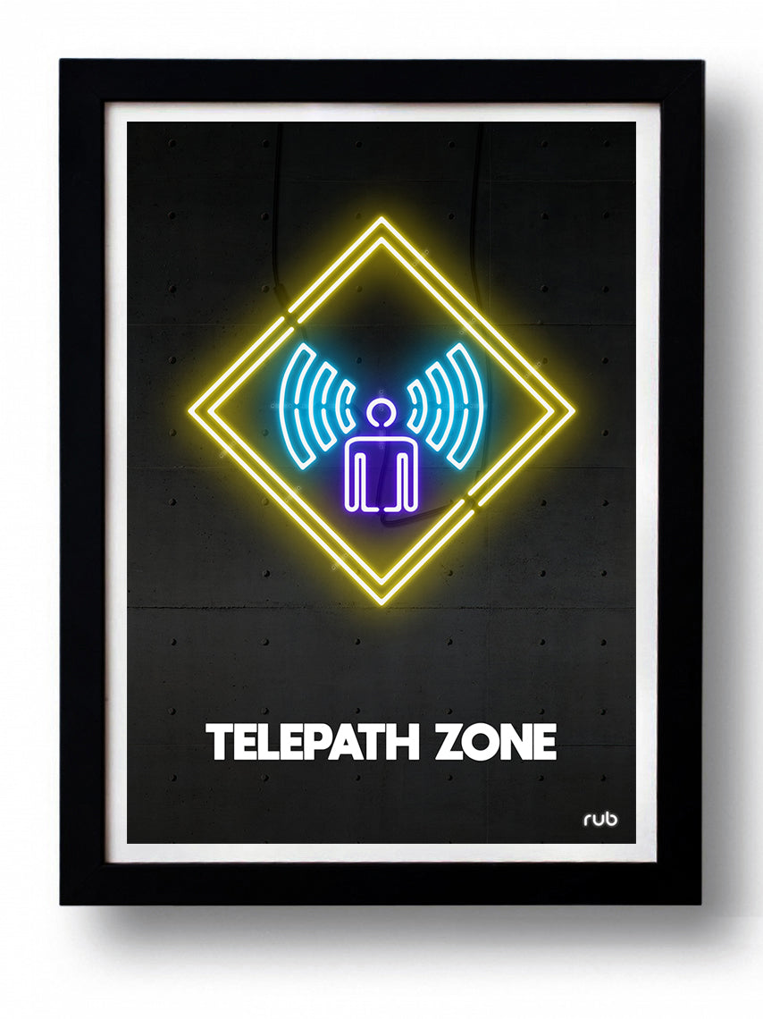 Affiche TELEPATH ZONE by RUB, a limited edition art print on fine arts paper, showcasing vibrant colors and unique design.