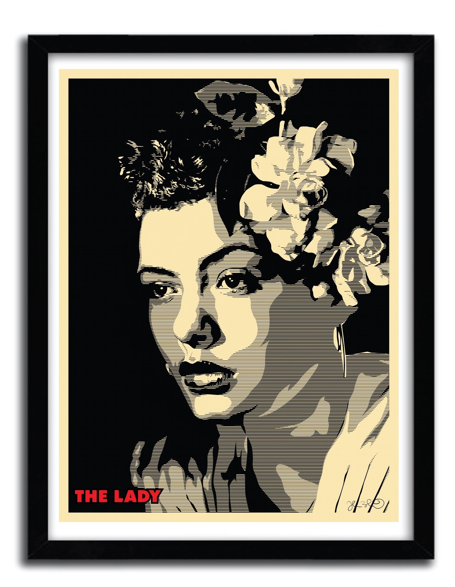 Affiche THE LADY by JOSHUA BUDICH, a limited edition art print on fine arts paper, showcasing vibrant colors and intricate details.