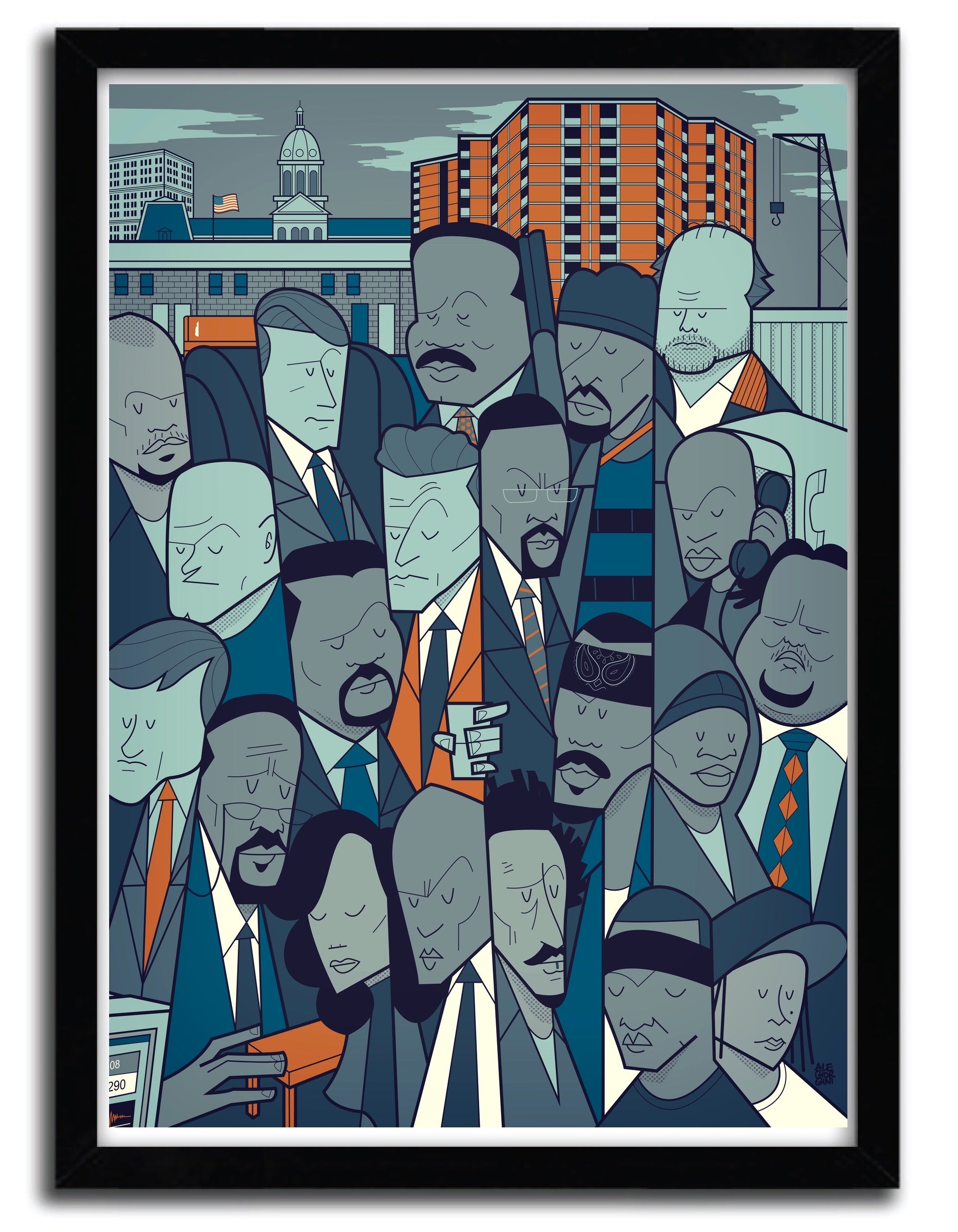 Affiche 'The Wire' par Ale Giorgini, imprimée sur papier fine arts, avec des encres d’archives, numérotée et signée.