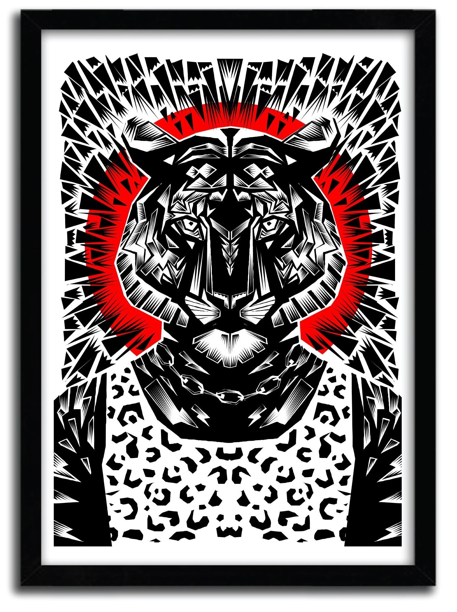 Affiche Tiger par Ali Gulec, imprimée sur papier fine arts, avec des couleurs vives et un design captivant, numérotée à la main.