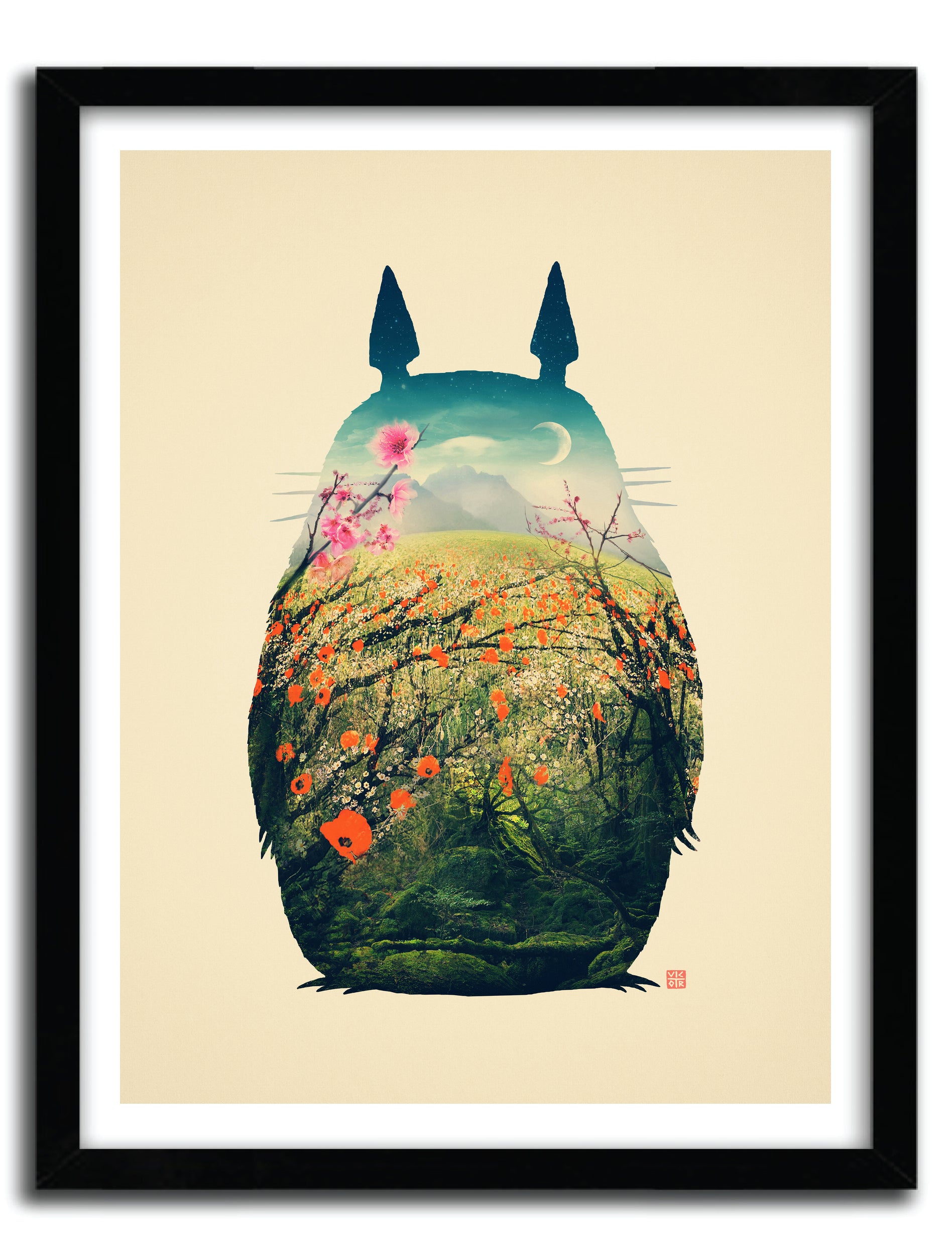 Affiche TONARI NO TOTORO by VICTORSBEARD, showcasing vibrant colors on fine arts paper, limited edition print with certificate.