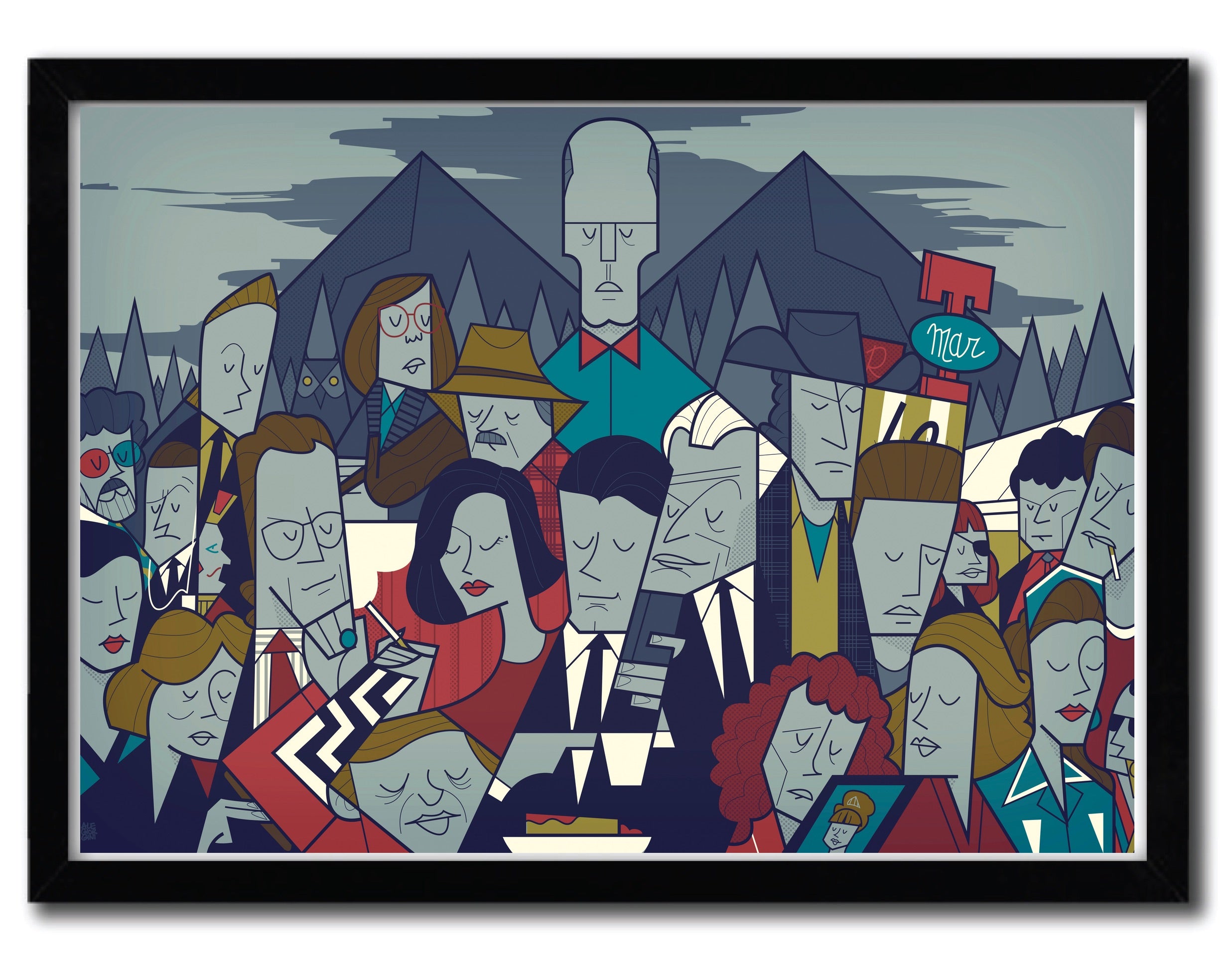 Affiche TWINPEAKS 2 by Ale Giorgini, a limited edition art print on fine arts paper, showcasing vibrant colors and intricate details.