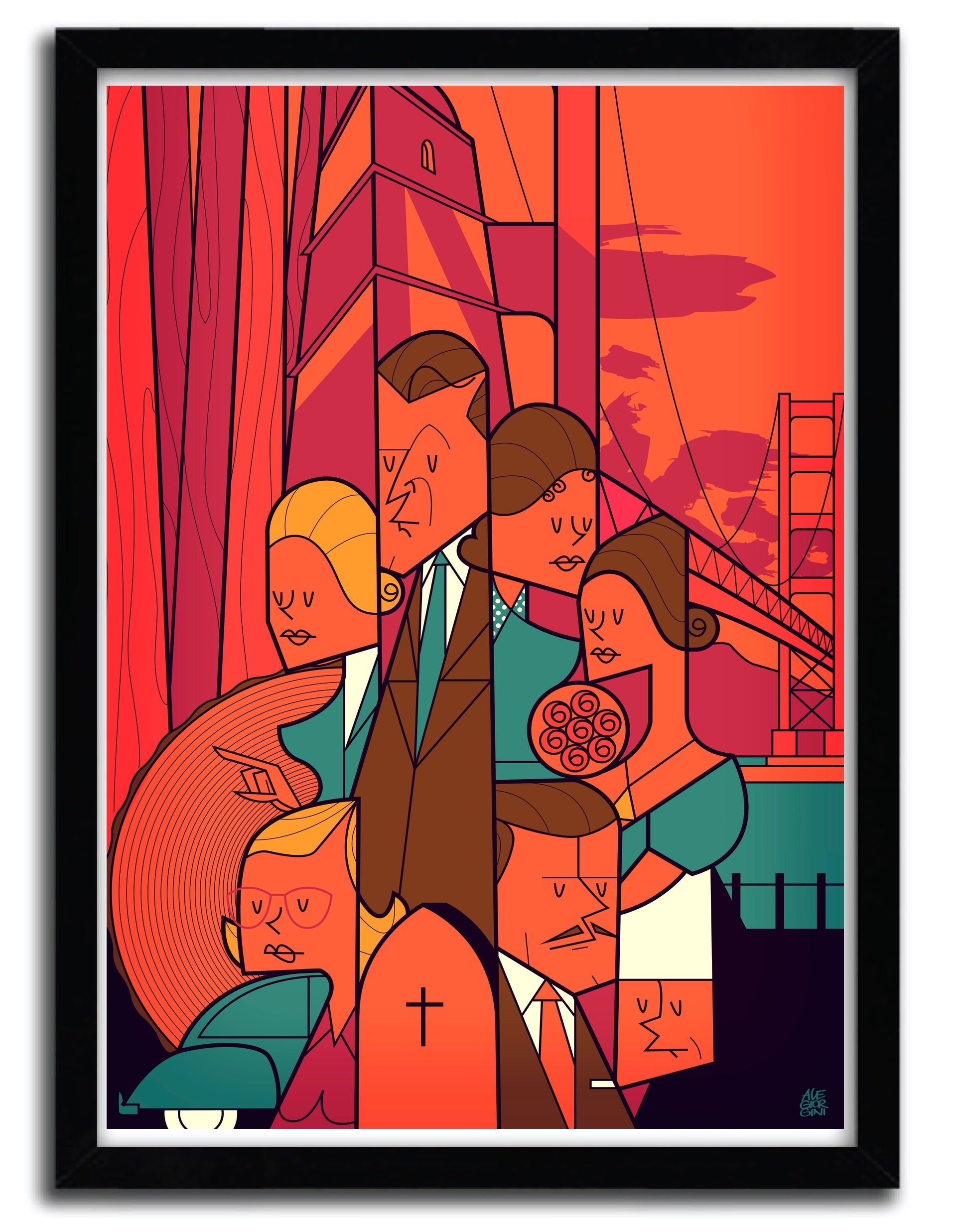 Affiche Vertigo par Ale Giorgini, imprimée sur papier fine arts, avec des couleurs éclatantes et un design moderne.